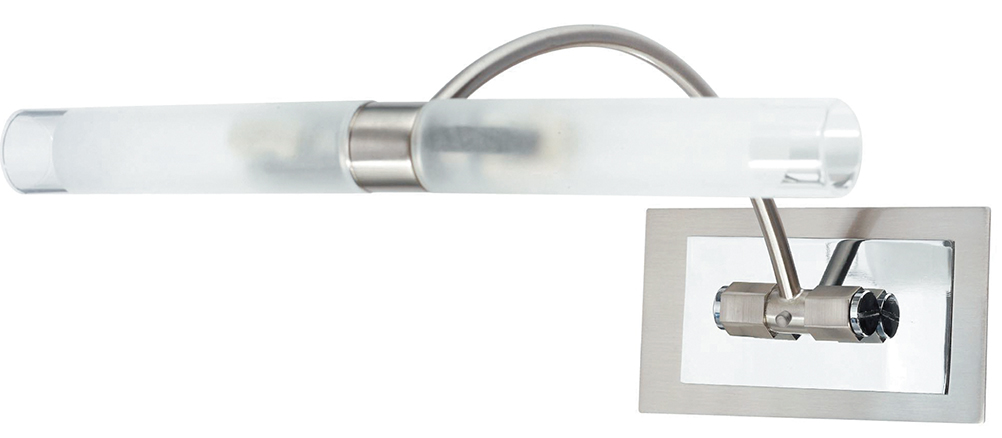 Q1 wall light in chrome metal and satin glass with flexible arm - Intec