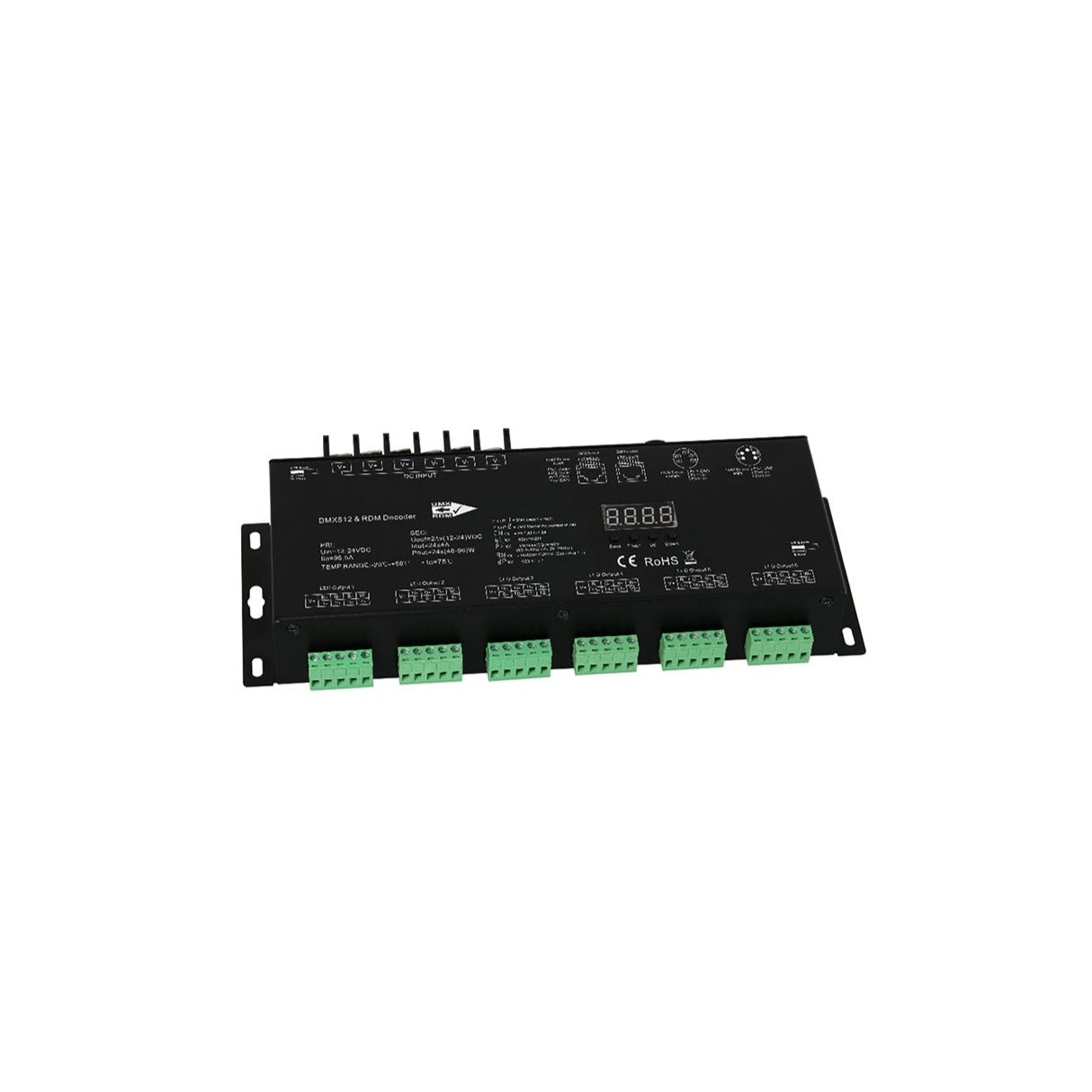 CONTROLLER DMX 24 CANALI TENSIONE COSTANTE 4A DC12/24 24X(48-96)W 24X4A 26,4X8,3X4,2CM - Intec