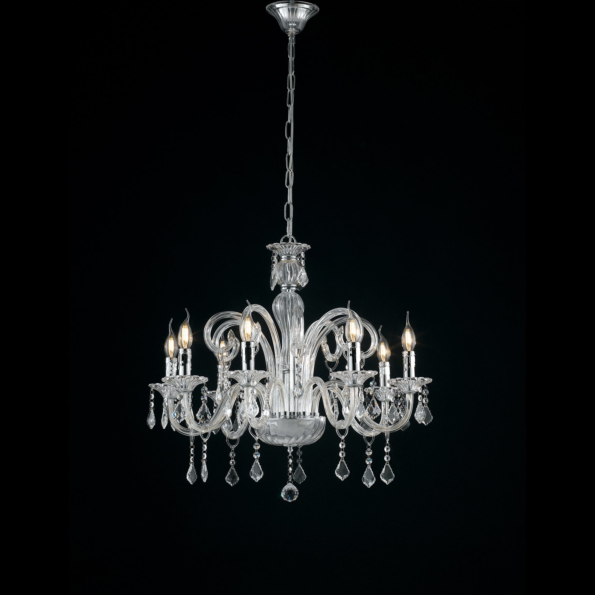 LAMPADARIO CRISTALLO TRASPARENTE 8XE14 70X135CM - Luce Ambiente e Design