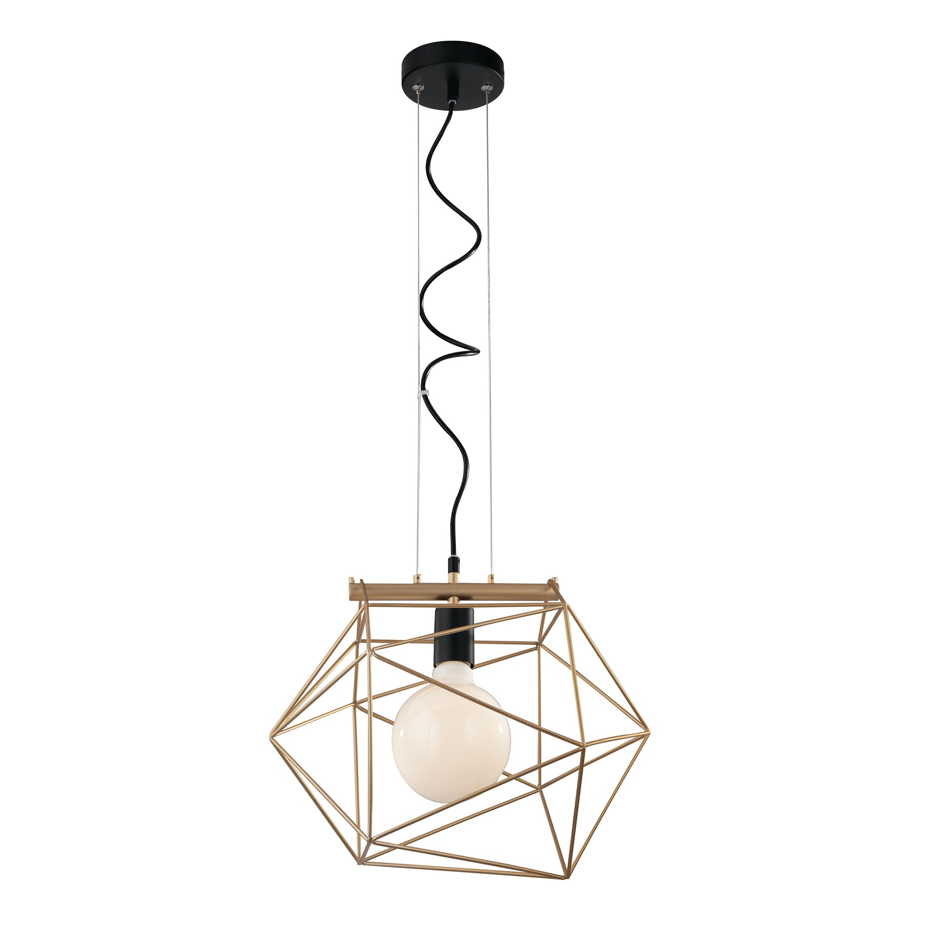 SOSPENSIONE ABRAXAS NERA/ORO 1XE27 40,5X29,5X150CM - Luce Ambiente e Design