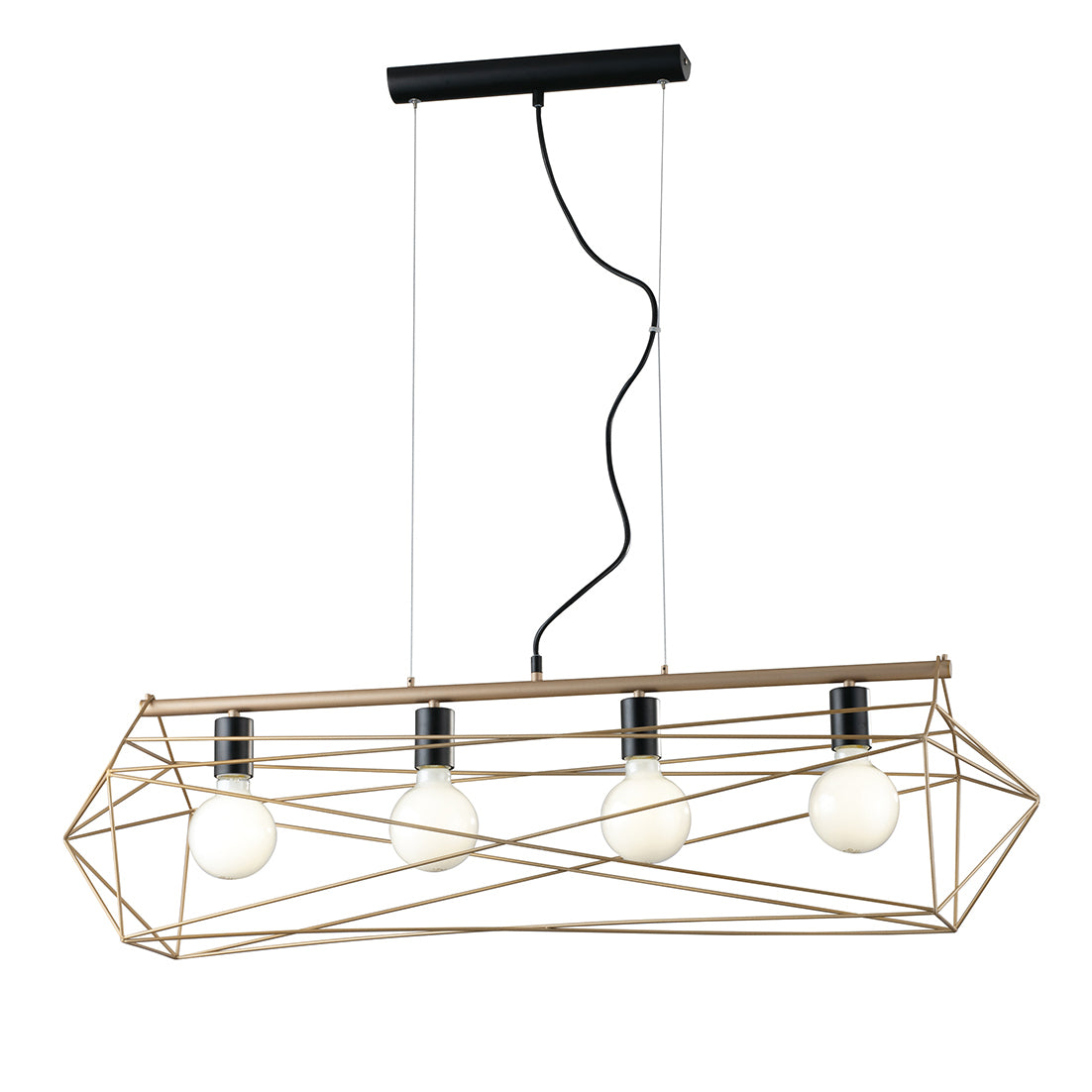 SOSPENSIONE ABRAXAS NERA/ORO 4XE27 106X29,5X150CM - Luce Ambiente e Design