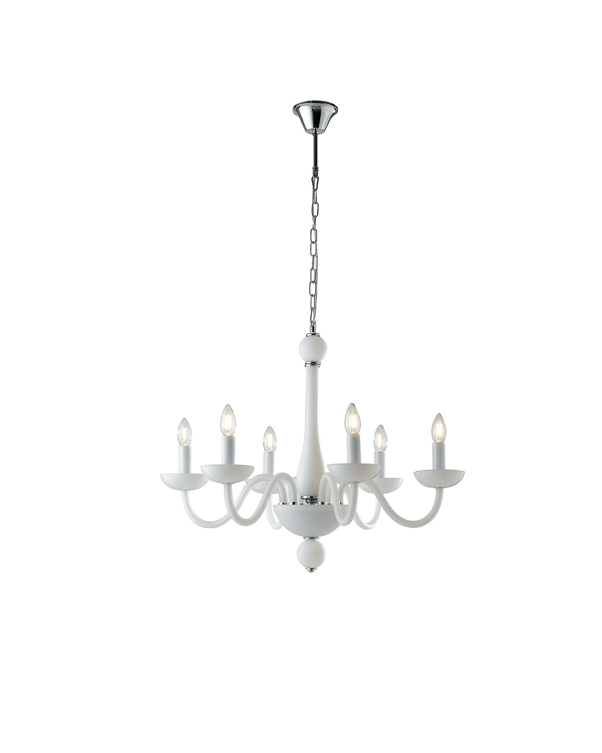 LAMPADARIO ALFIERE BIANCO/CROMO 6XE14 74X178CM - Luce Ambiente e Design