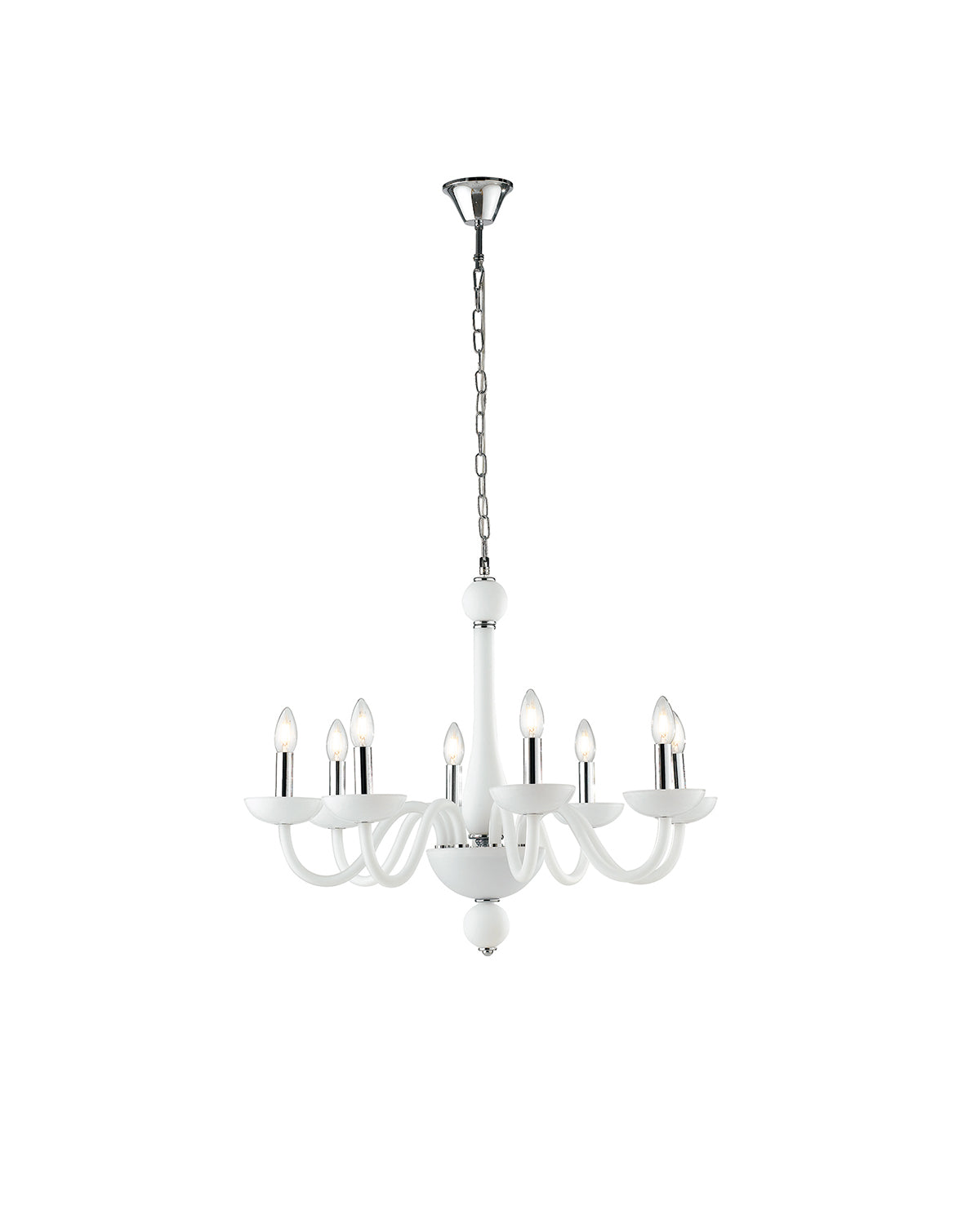 LAMPADARIO ALFIERE BIANCO/CROMO 8XE14 74X178CM - Luce Ambiente e Design