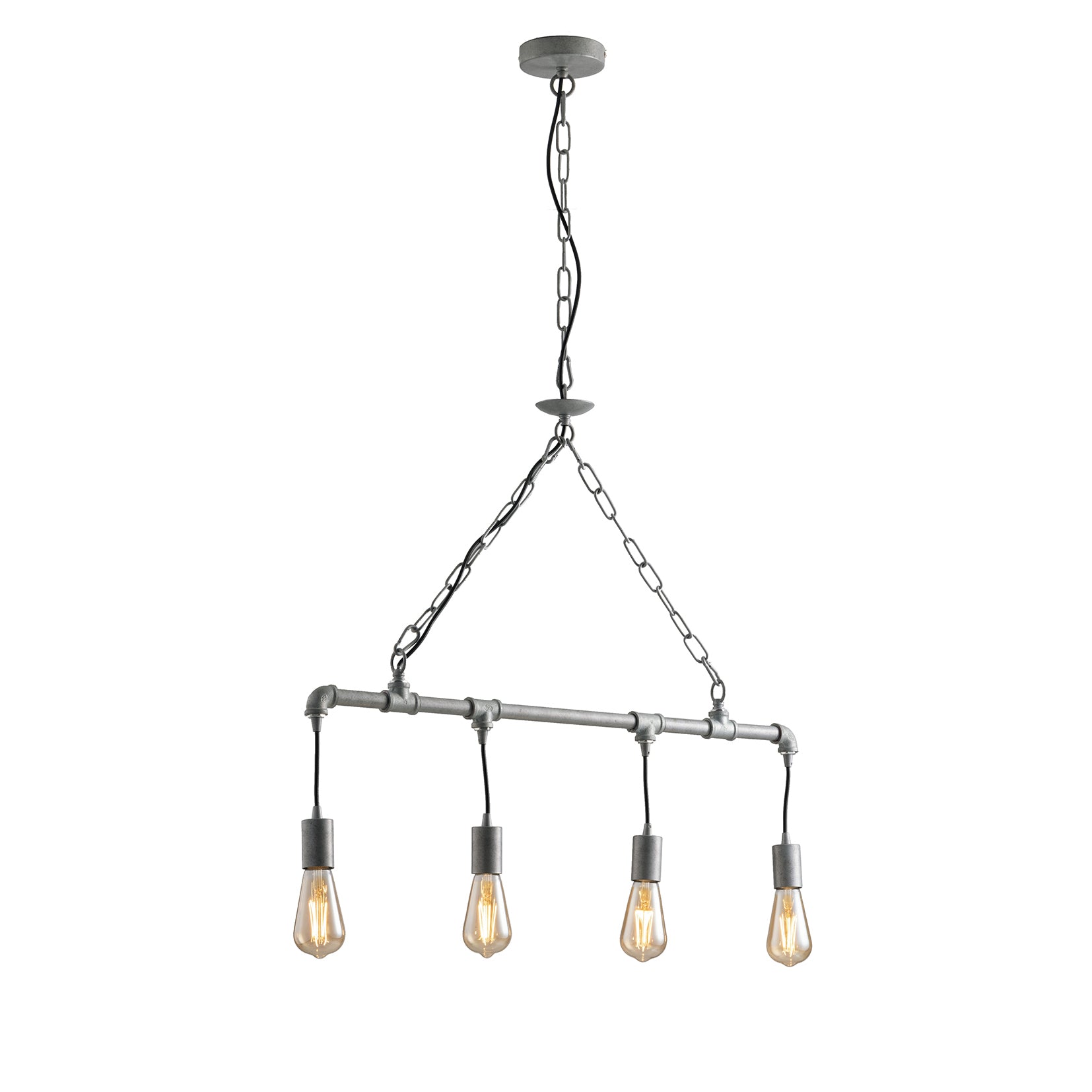 SOSPENSIONE AMARCORD ZINCATA 4XE27 86X110CM - Luce Ambiente e Design