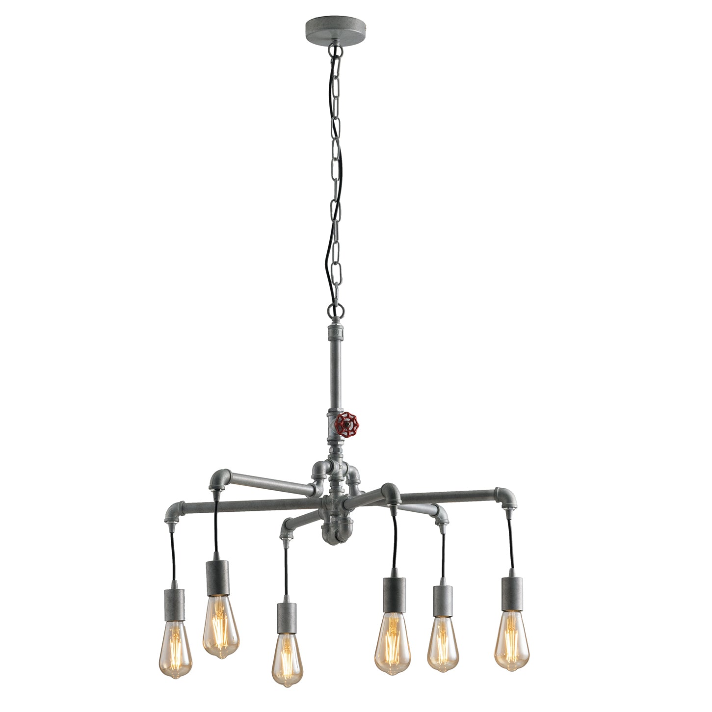 SOSPENSIONE AMARCORD ZINCATA 6XE27 71X146CM - Luce Ambiente e Design