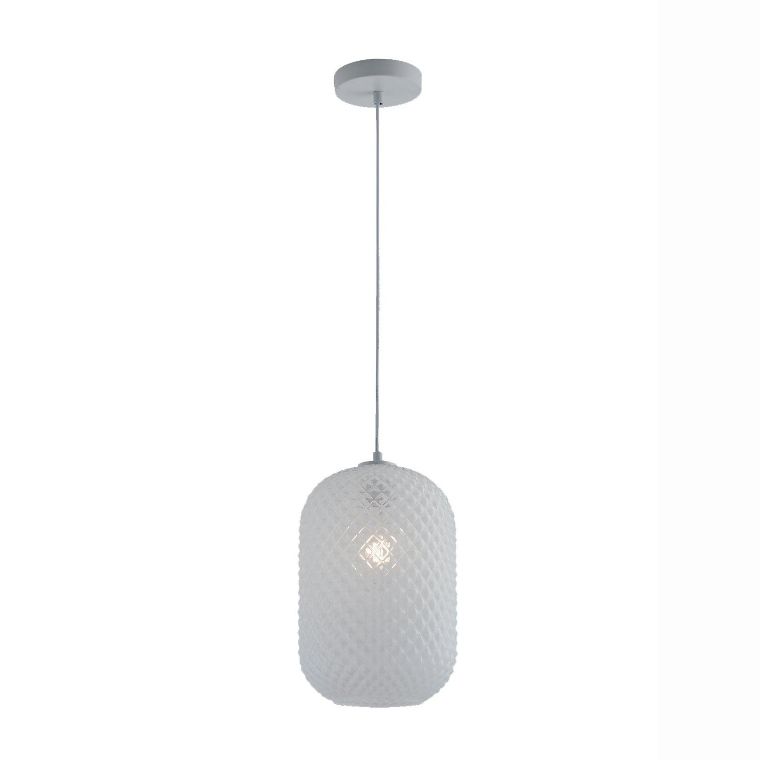 SOSPENSIONE ASHFORD OVALE BIANCA 1XE27 20X150CM - Luce Ambiente e Design