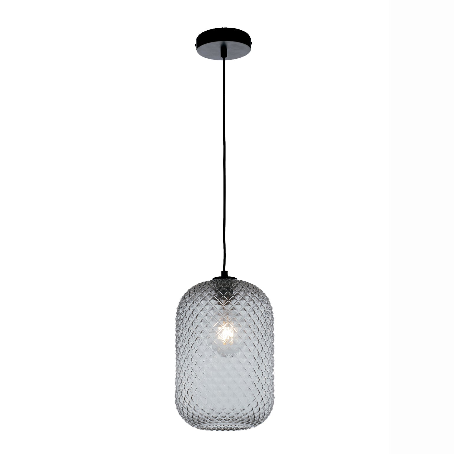 SOSPENSIONE ASHFORD OVALE FUME' 1XE27 20X150CM - Luce Ambiente e Design