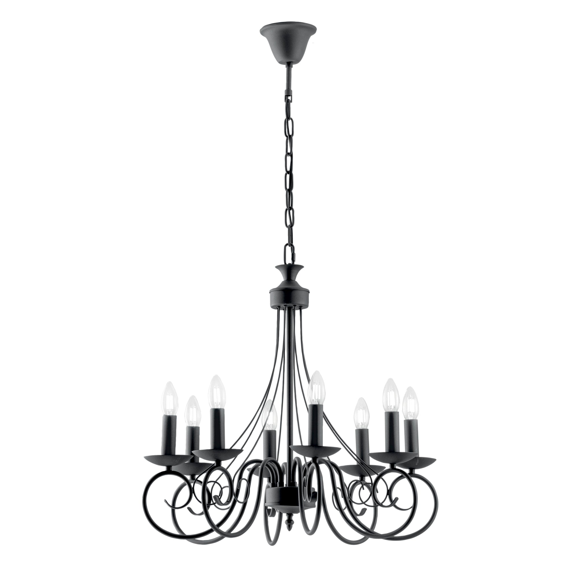 LAMPADARIO BEATRICE ANTRACITE 8XE14 63X120CM - Luce Ambiente e Design