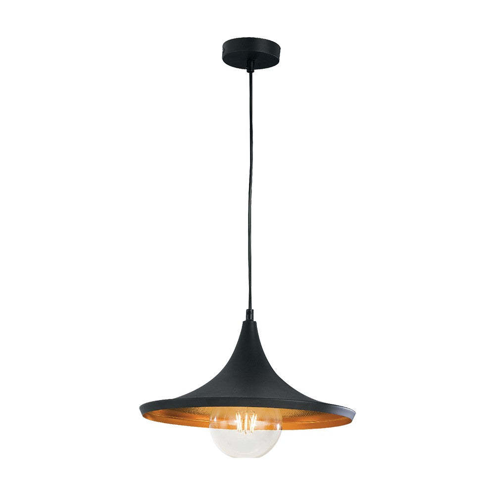SOSPENSIONE BROADWAY NERA/ORO 1XE27 35X120CM - Luce Ambiente e Design