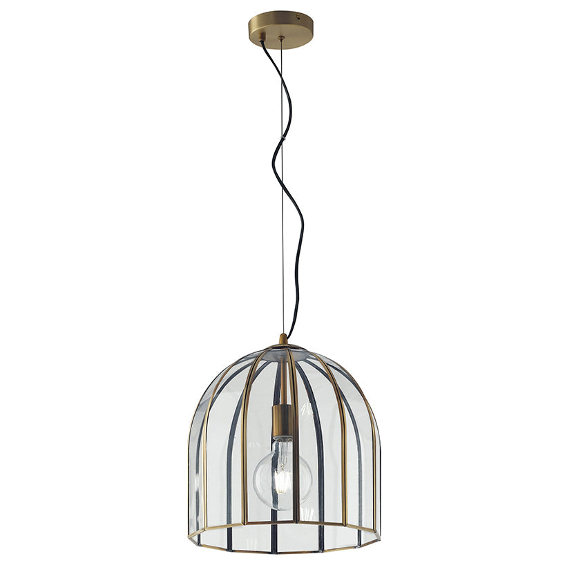 SOSPENSIONE CHESTER TRASPARENTE/OTTONE 1XE27 30X30X127CM - Luce Ambiente e Design