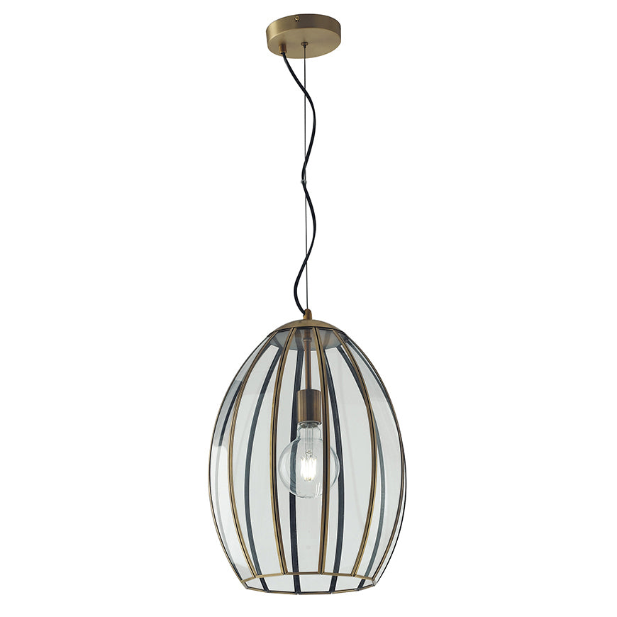 SOSPENSIONE CHESTER RASPARENTE/OTTONE 1XE27 30X30X137CM - Luce Ambiente e Design