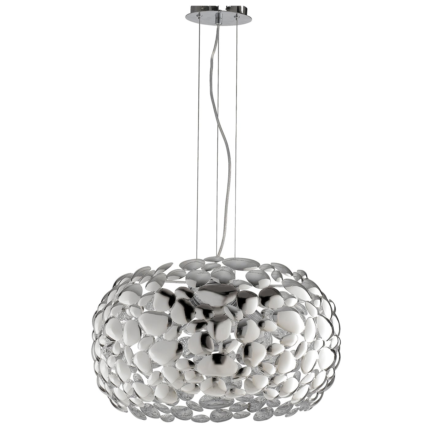 SOSPENSIONE DIONISO CROMO 3XE27 48X48X147CM - Luce Ambiente e Design