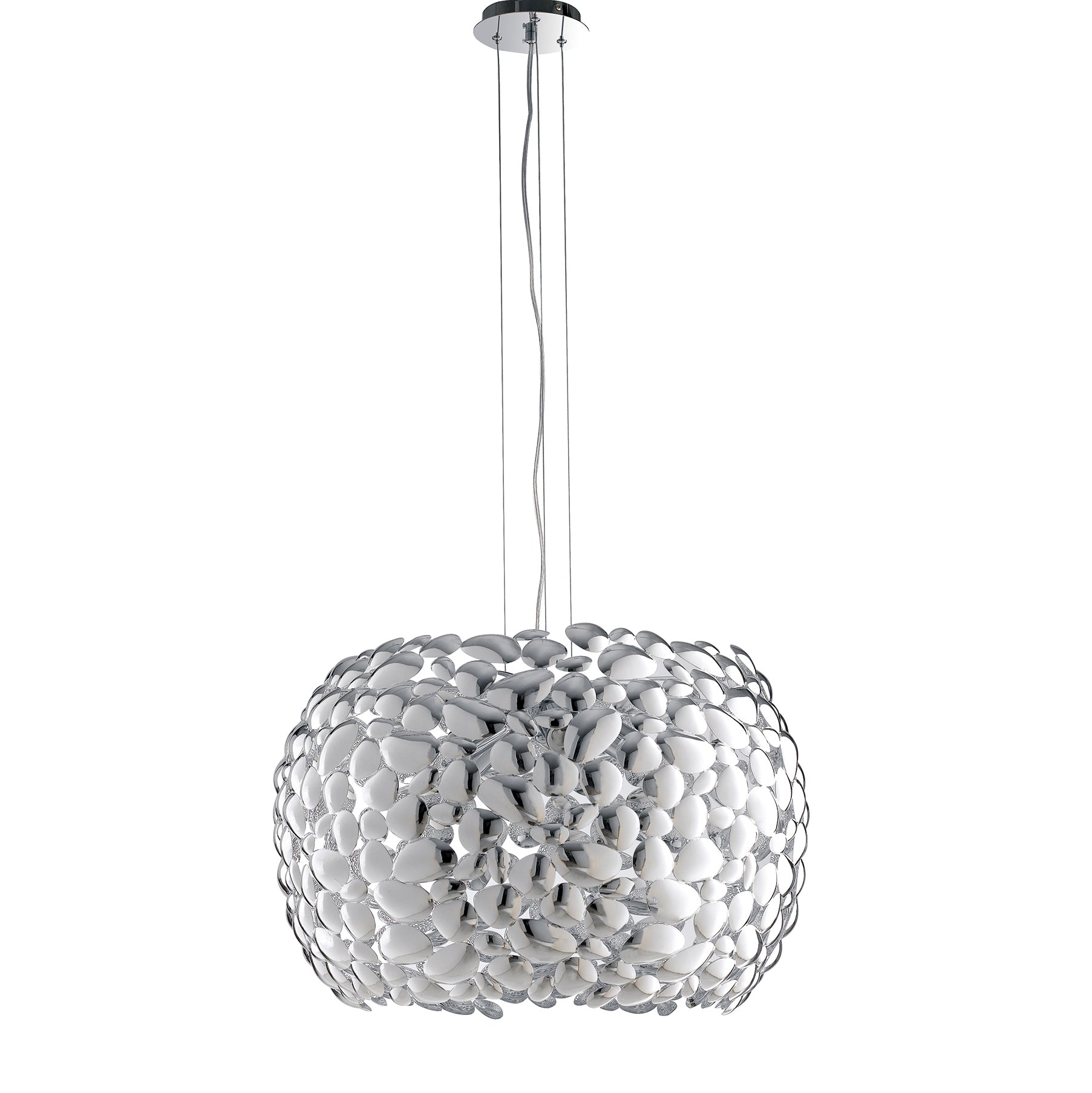 SOSPENSIONE DIONISO CROMO 5XE27 65X65X147CM - Luce Ambiente e Design
