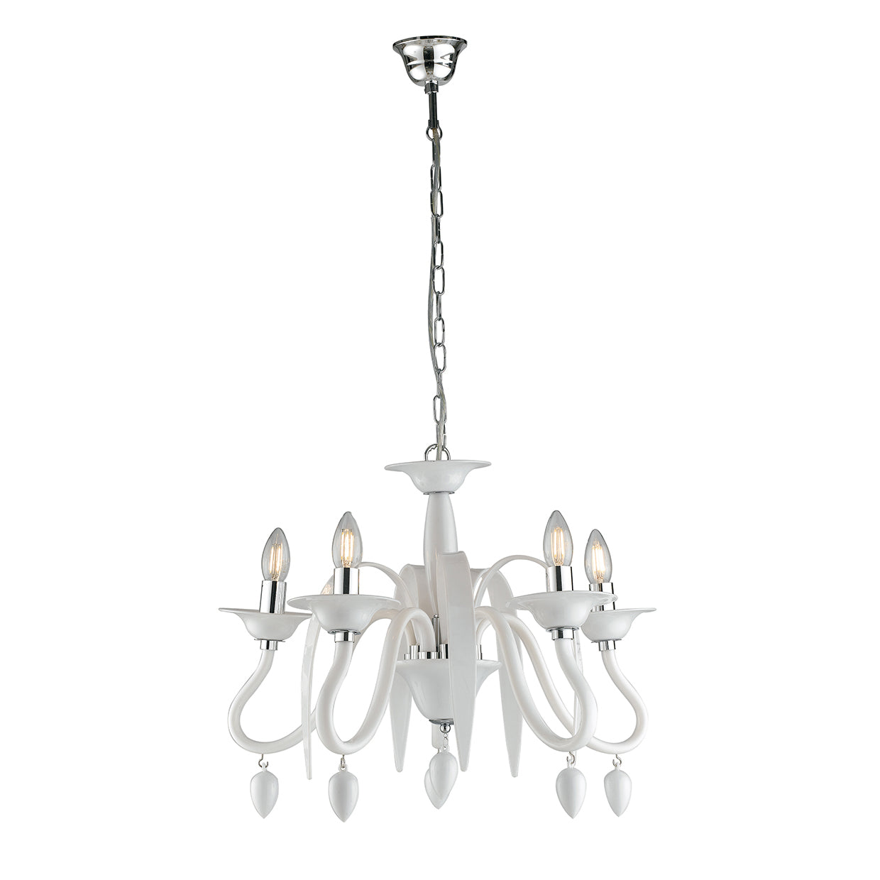 LAMPADARIO ESTEFAN BIANCO 5XE14 53X53X180CM - Luce Ambiente e Design
