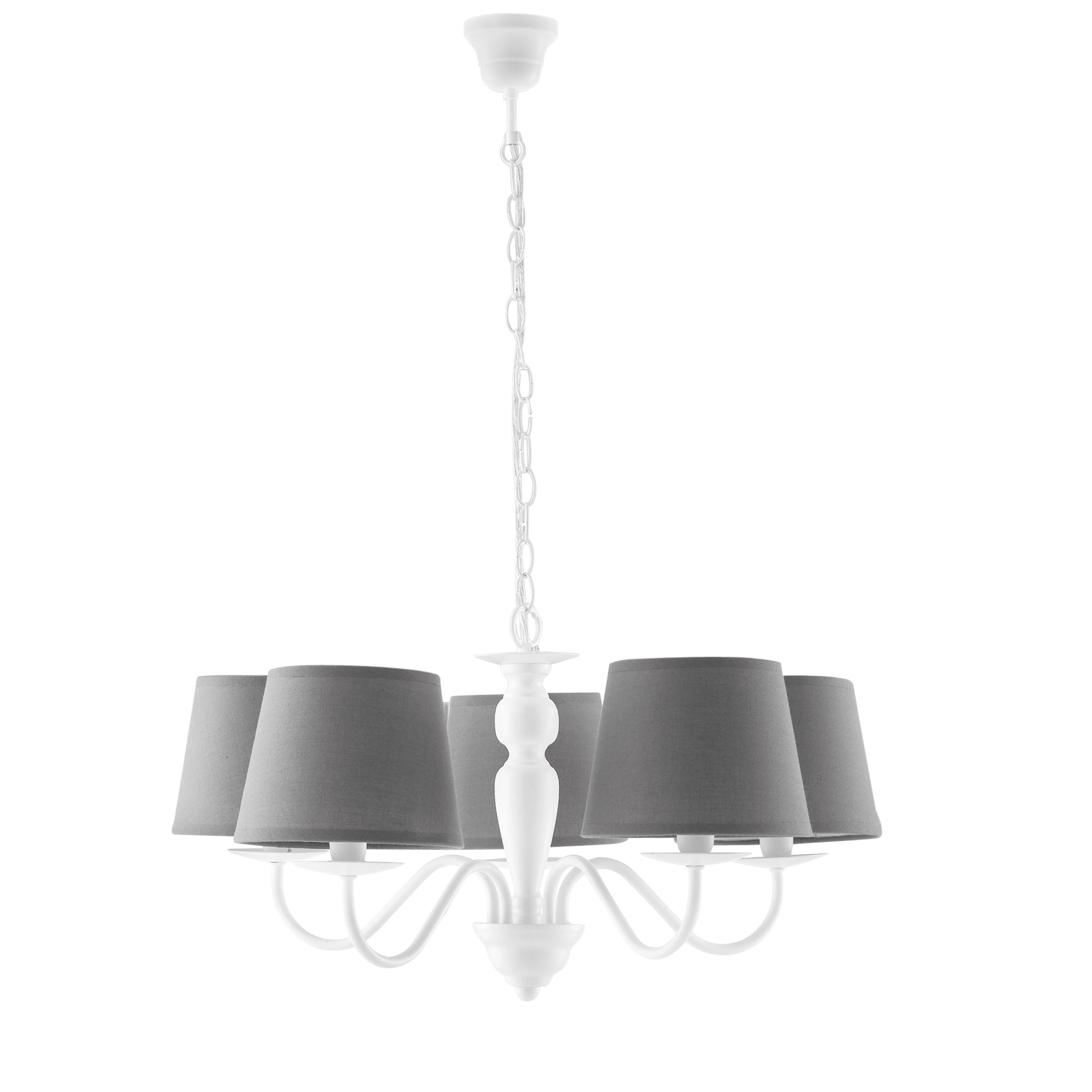 LAMPADARIO FAVOLA BIANCO/GRIGIO 5XE14 56X100CM - Luce Ambiente e Design