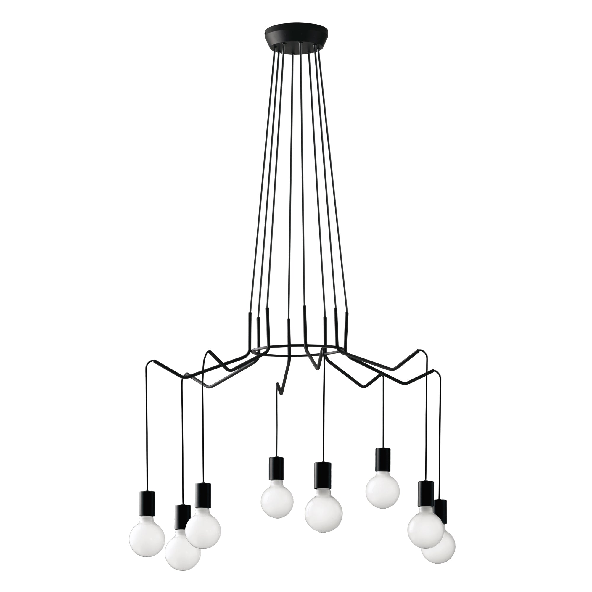 SOSPENSIONE HABITAT NERA 8XE27 85X120CM - Luce Ambiente e Design