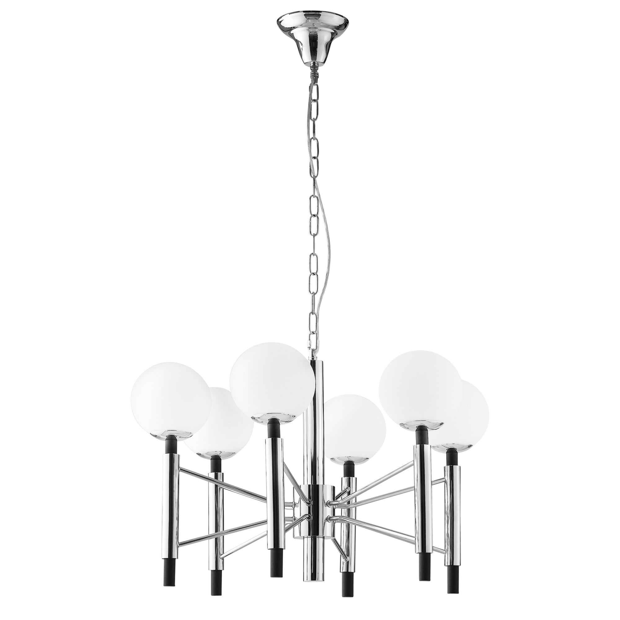 SOSPENSIONE HAMMOND CROMO/NERA 6XE14 70X120CM - Luce Ambiente e Design