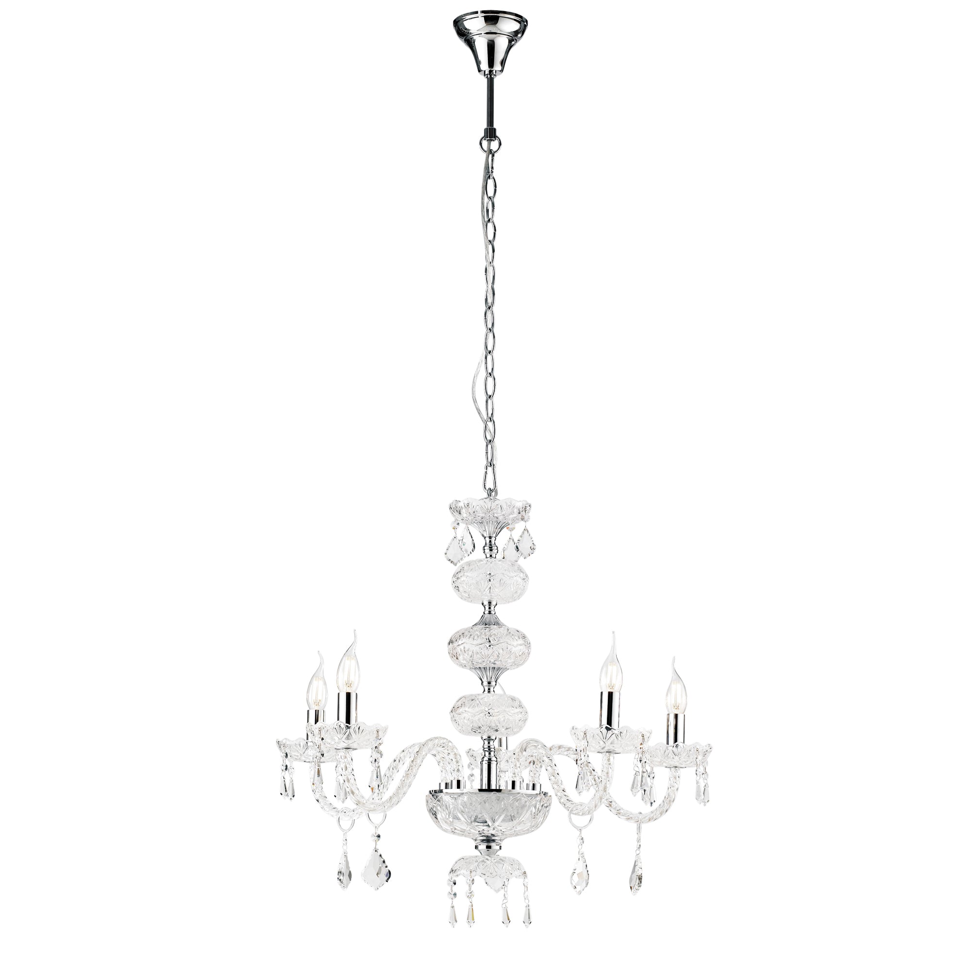 LAMPADARIO INCANTO CROMO 5XE14 69X154CM - Luce Ambiente e Design