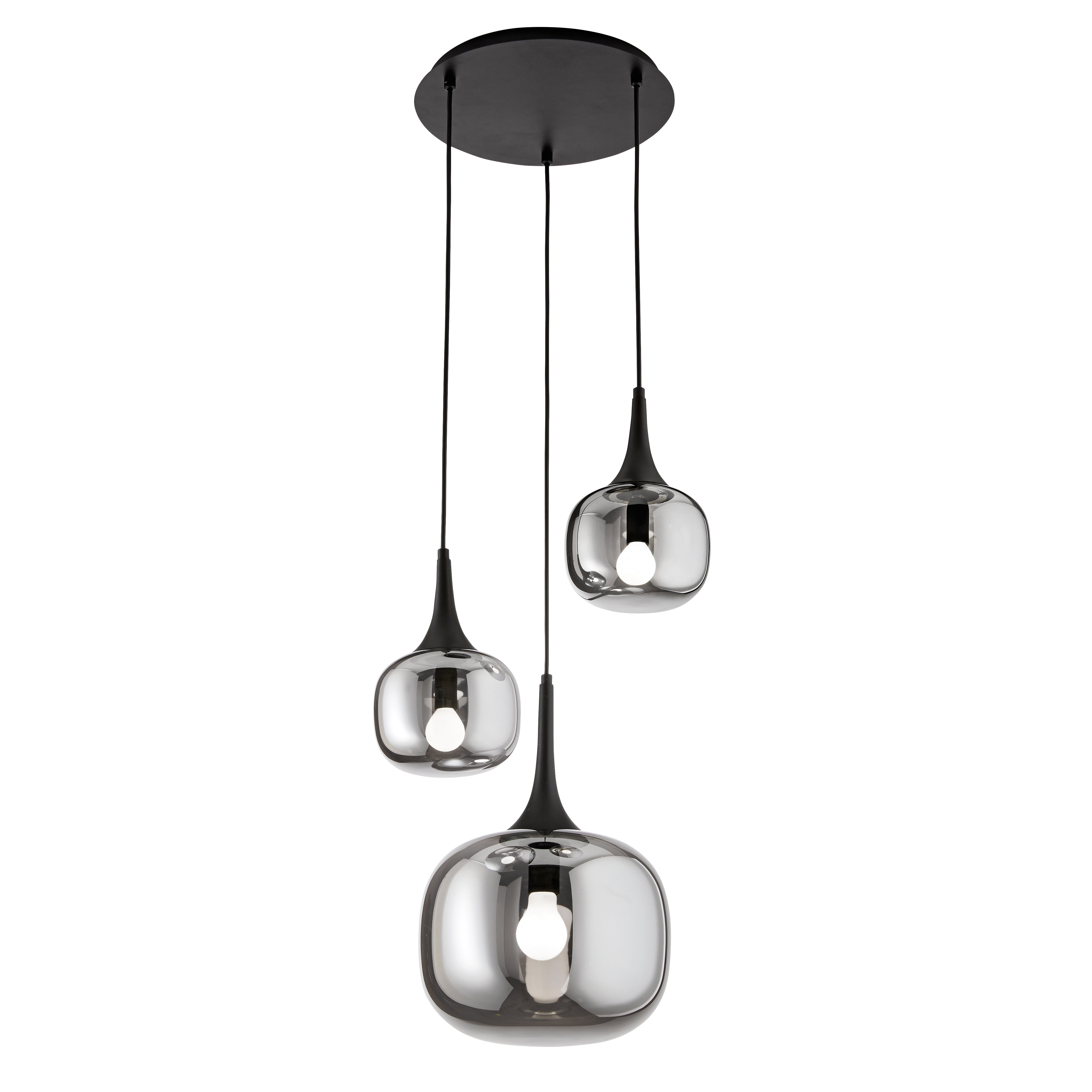 SOSPENSIONE JAIPUR FUME'/NERA 1XE27+2XE14 39X39X150CM - Luce Ambiente e Design