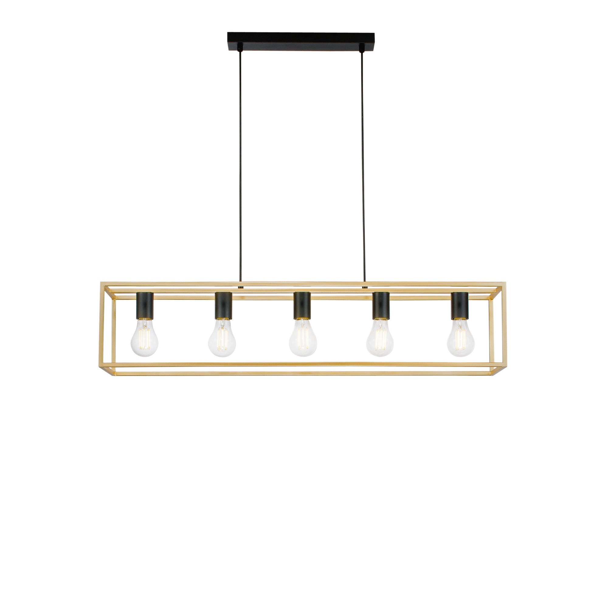 SOSPENSIONE KIMERA NERA/ORO 5XE27 100X20X150CM - Luce Ambiente e Design
