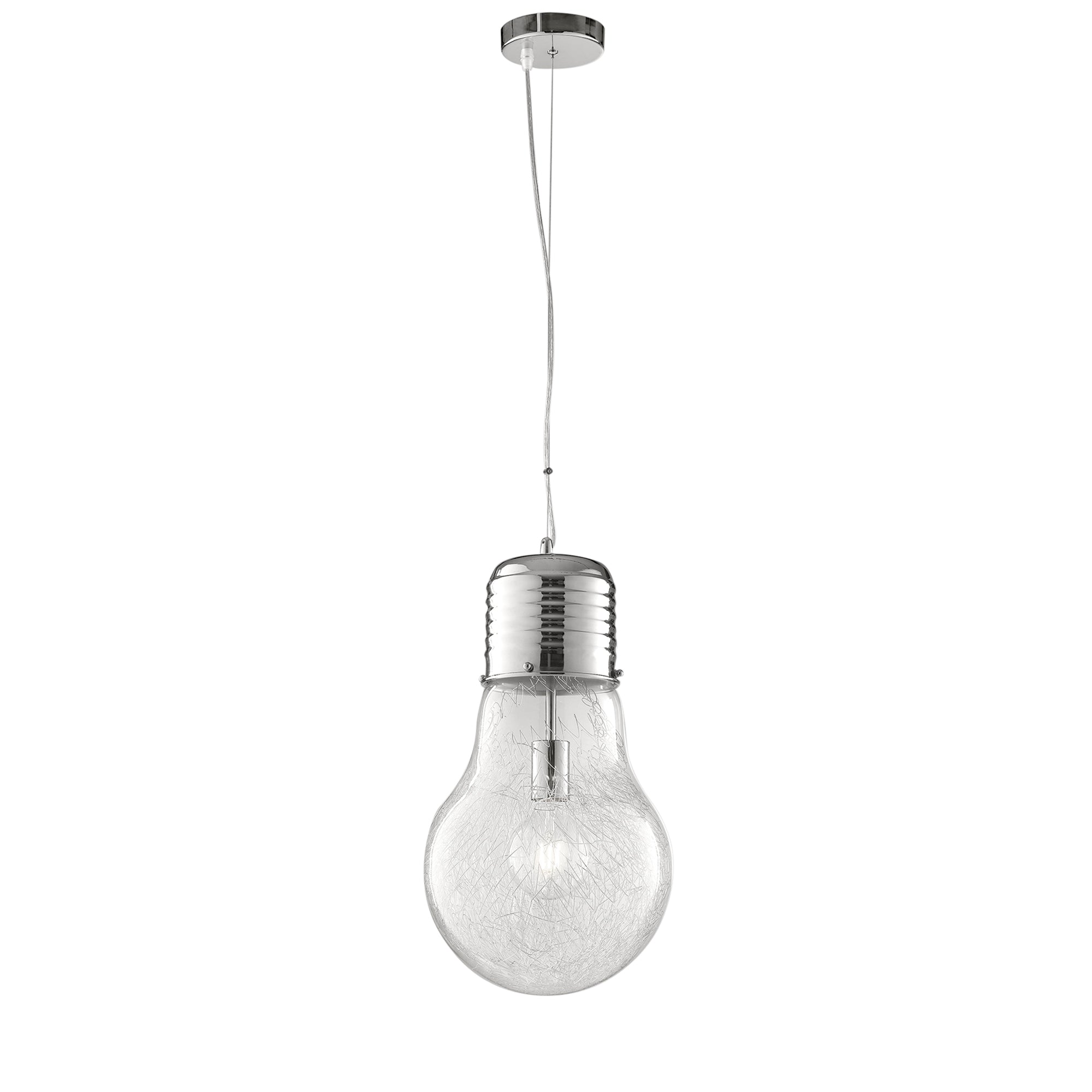 SOSPENSIONE LAMPADINA CROMO 1XE27 30X120CM - Luce Ambiente e Design
