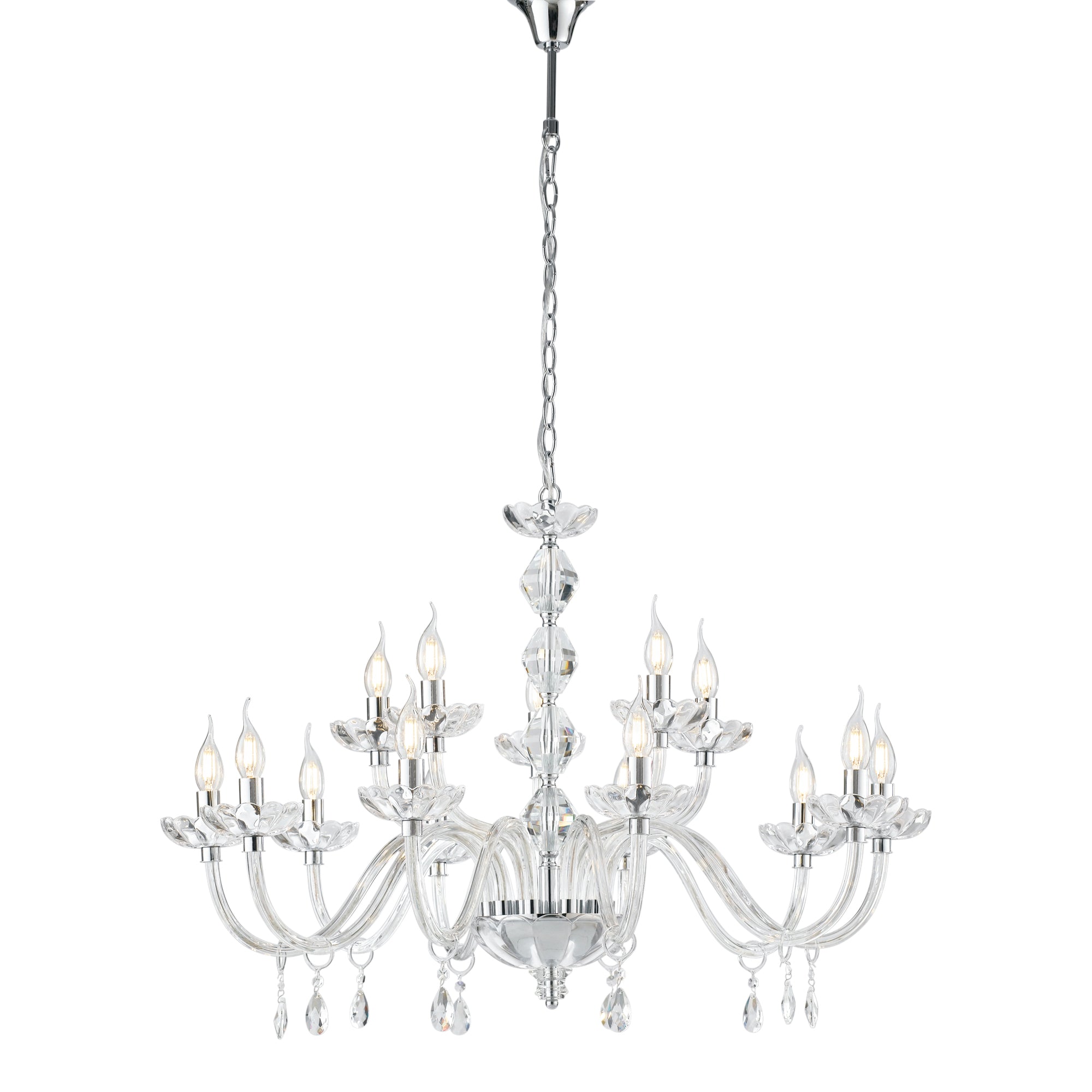 LAMPADARIO RIFLESSO CROMO 15XE14 94X140CM - Luce Ambiente e Design