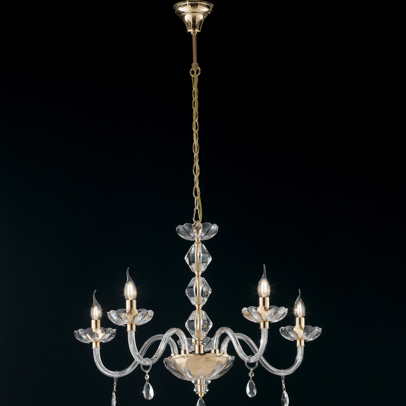 LAMPADARIO RIFLESSO ORO 5XE14 70X190CM - Luce Ambiente e Design