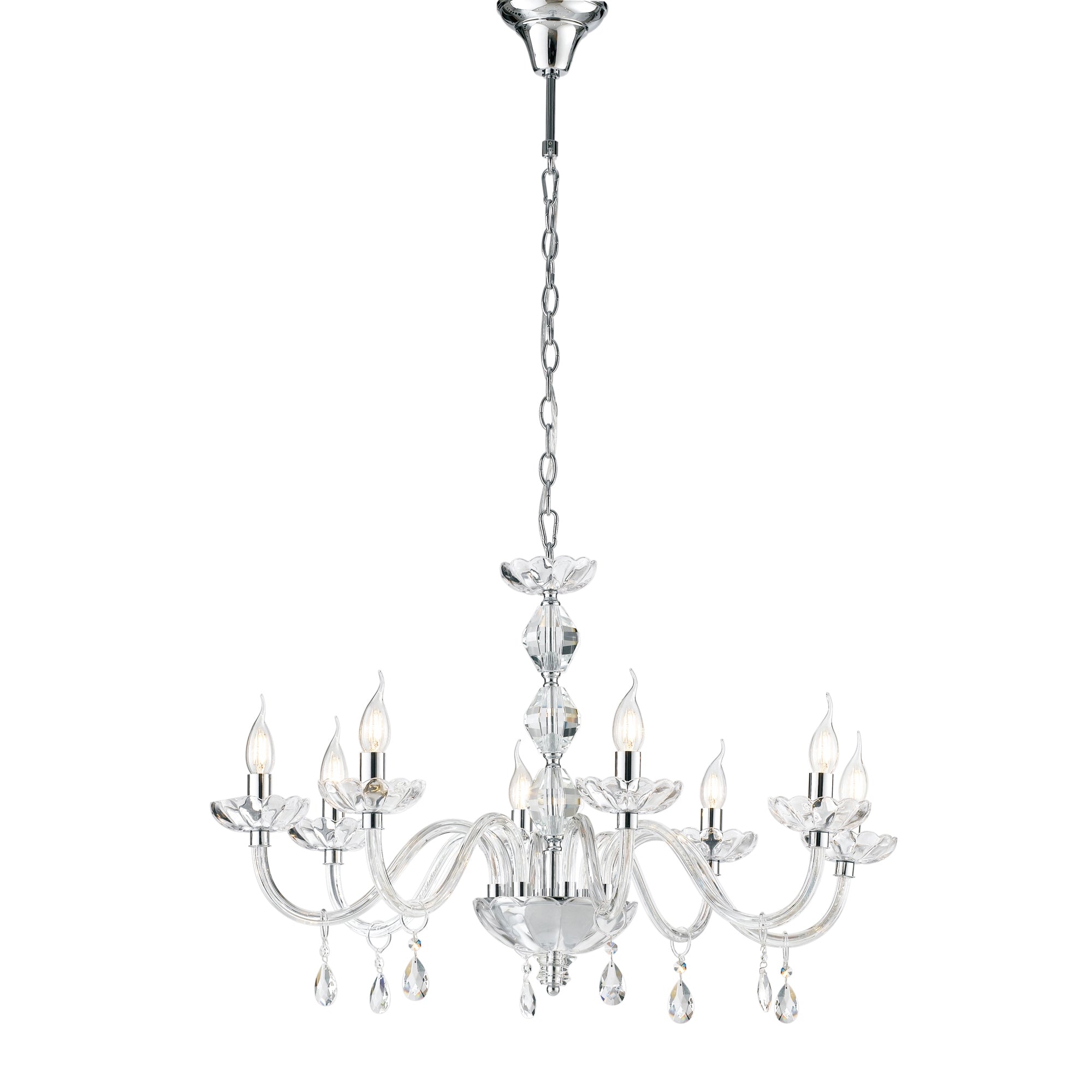 LAMPADARIO RIFLESSO CROMO 8XE14 83X190CM - Luce Ambiente e Design