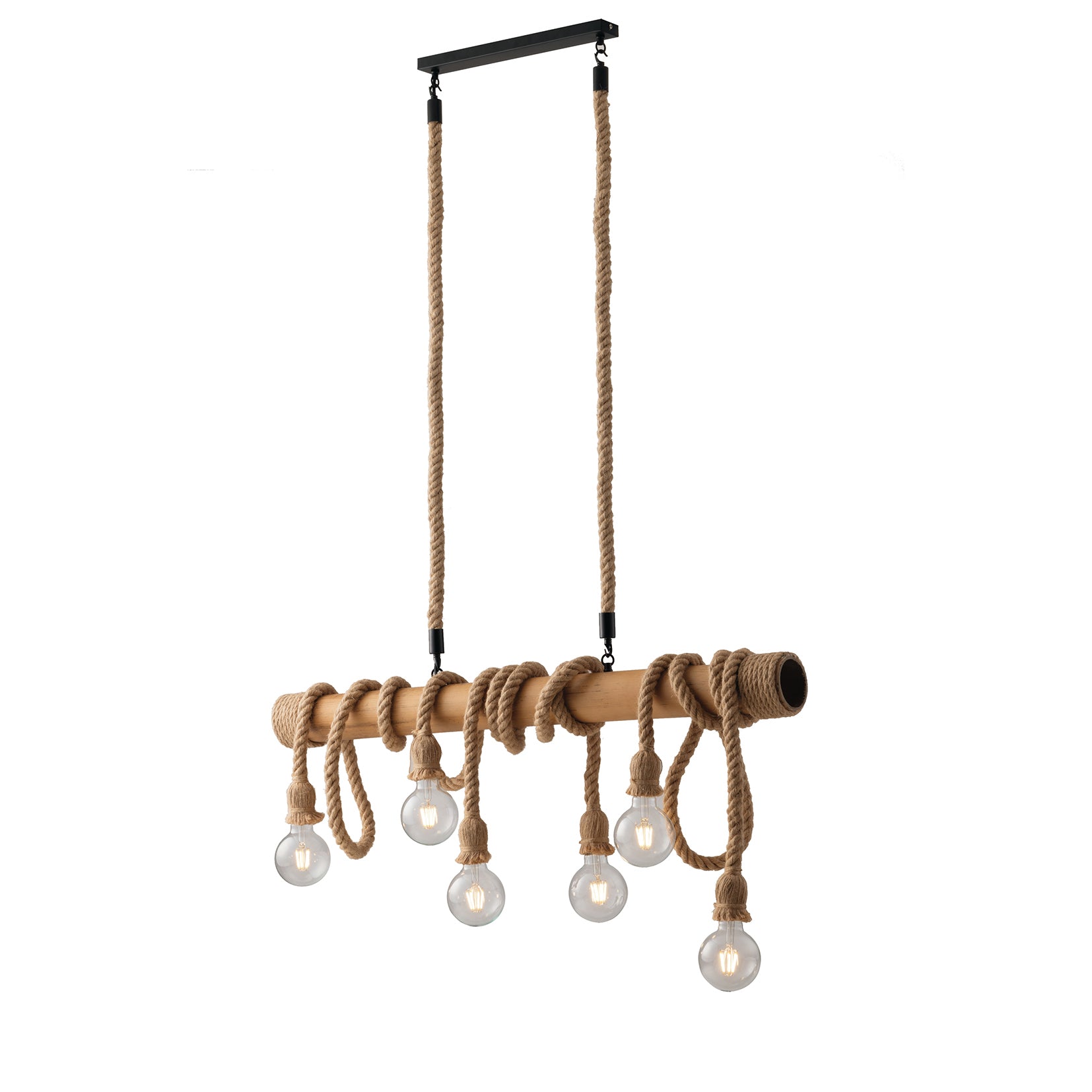 SOSPENSIONE ROPE NERA 6XE27 100X150CM - Luce Ambiente e Design