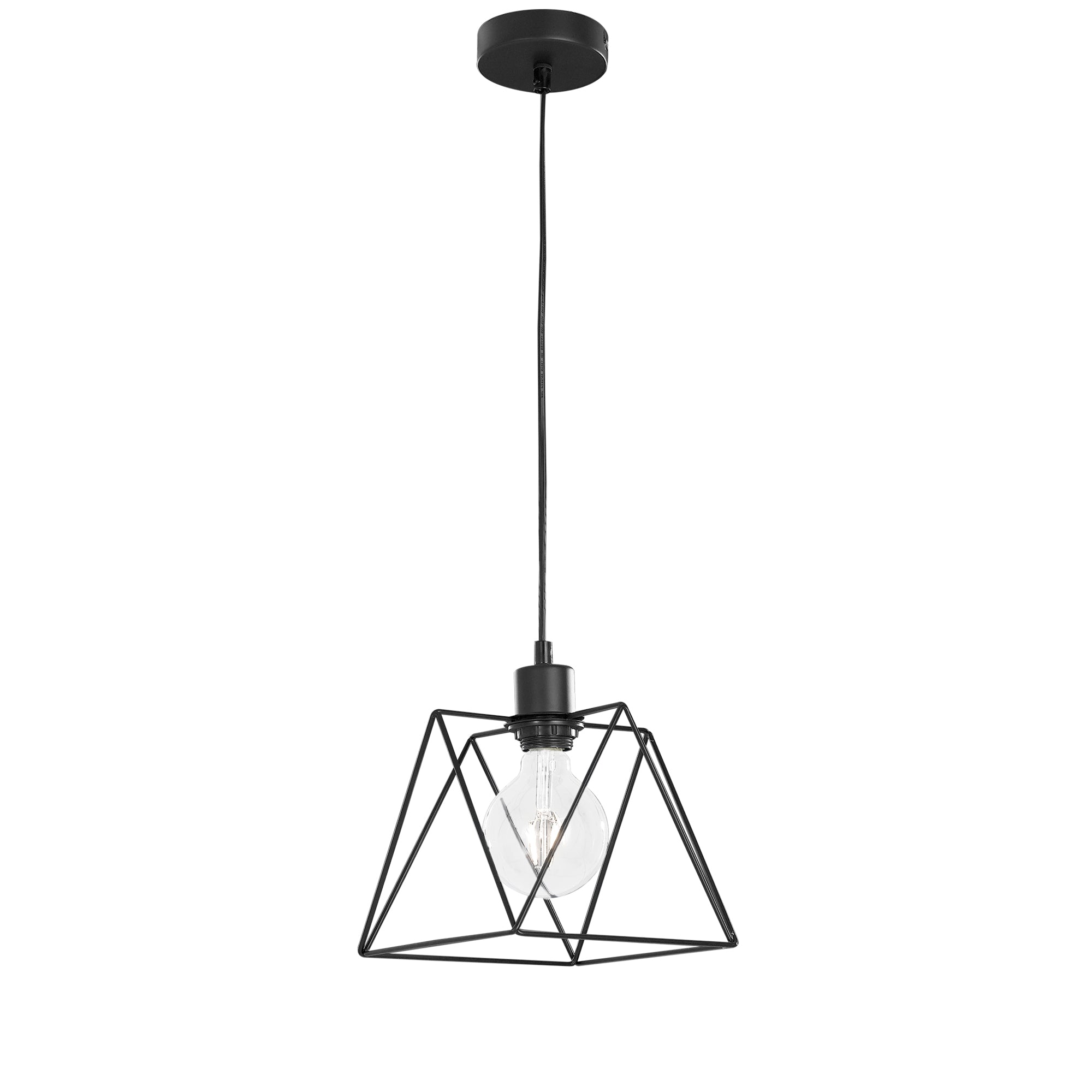 SOSPENSIONE SANTANA POLIGONALE NERA 1XE27 20X20X120CM - Luce Ambiente e Design