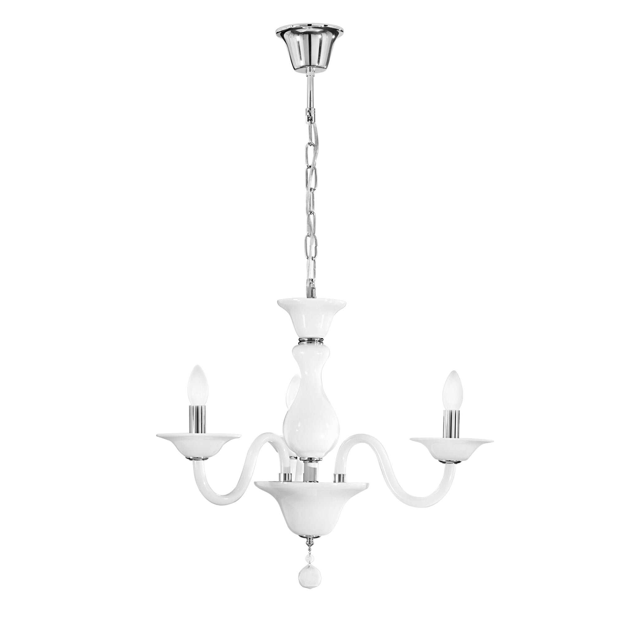 LAMPADARIO SOFFIO BIANCO/CROMO 3XE14 66X120CM - Luce Ambiente e Design