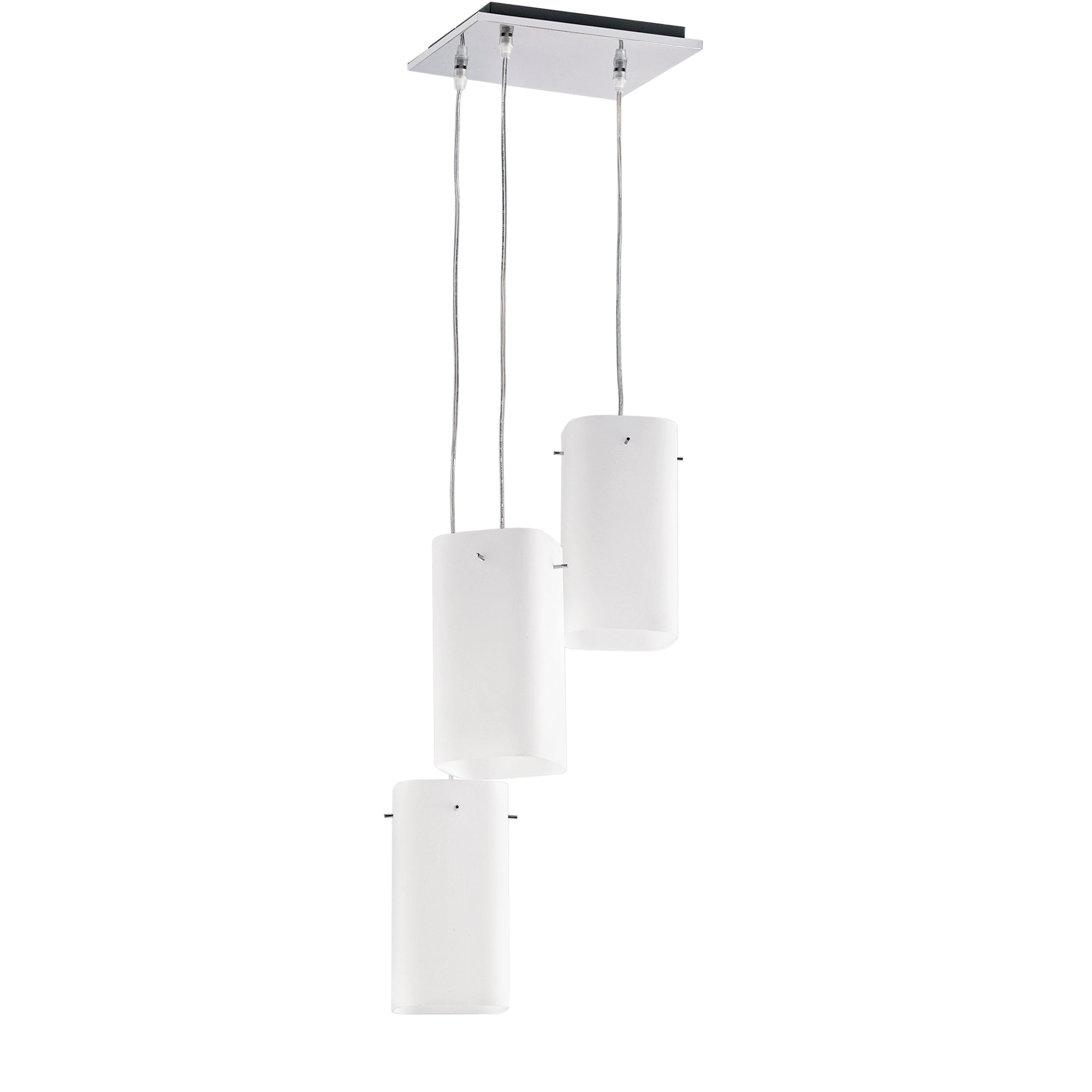 SOSPENSIONE SQUARE CROMO/BIANCA 3XE27 25X25X23CM - Luce Ambiente e Design
