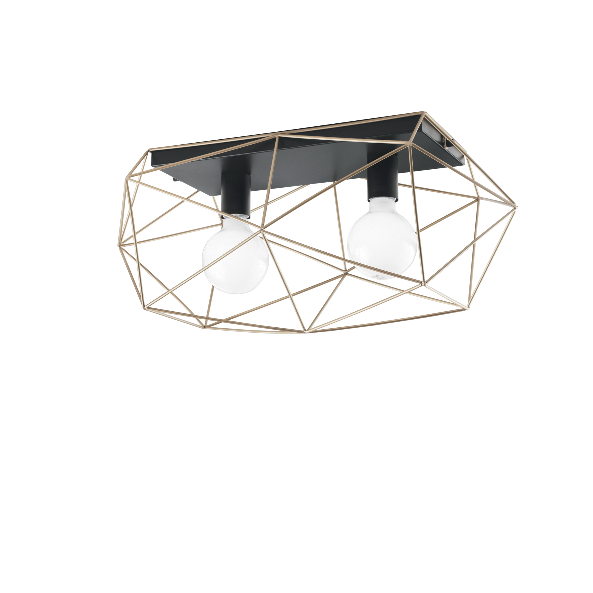 PLAFONIERA ABRAXAS NERA/ORO 2XE27 40X18,5X26,5CM - Luce Ambiente e Design