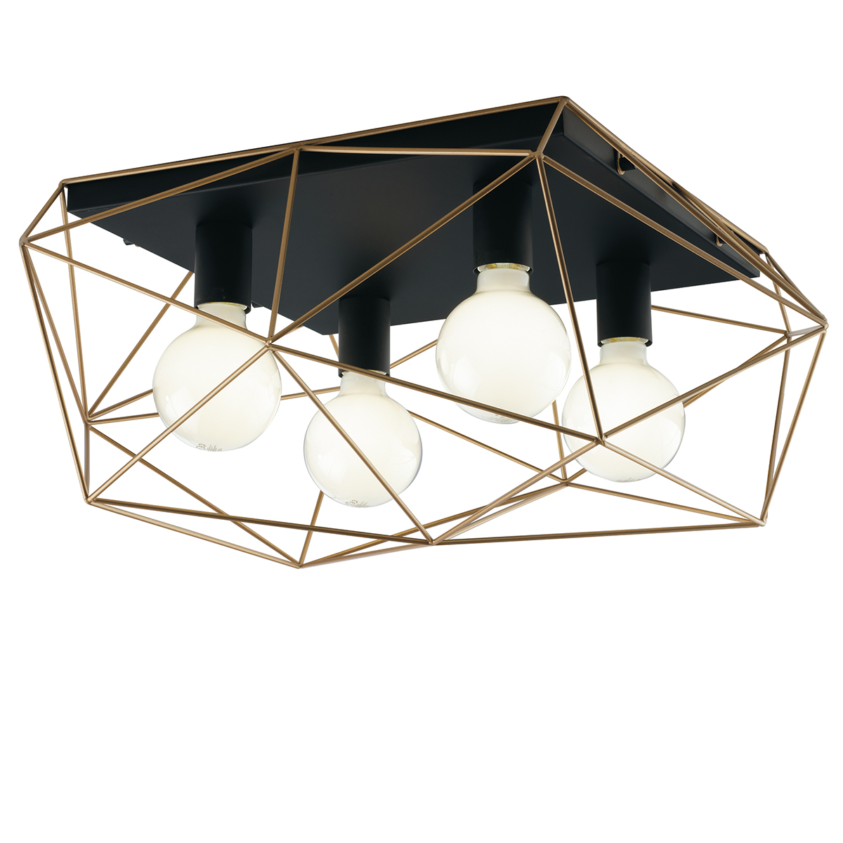 PLAFONIERA ABRAXAS NERA/ORO 4XE27 41,7X40X26,5CM - Luce Ambiente e Design