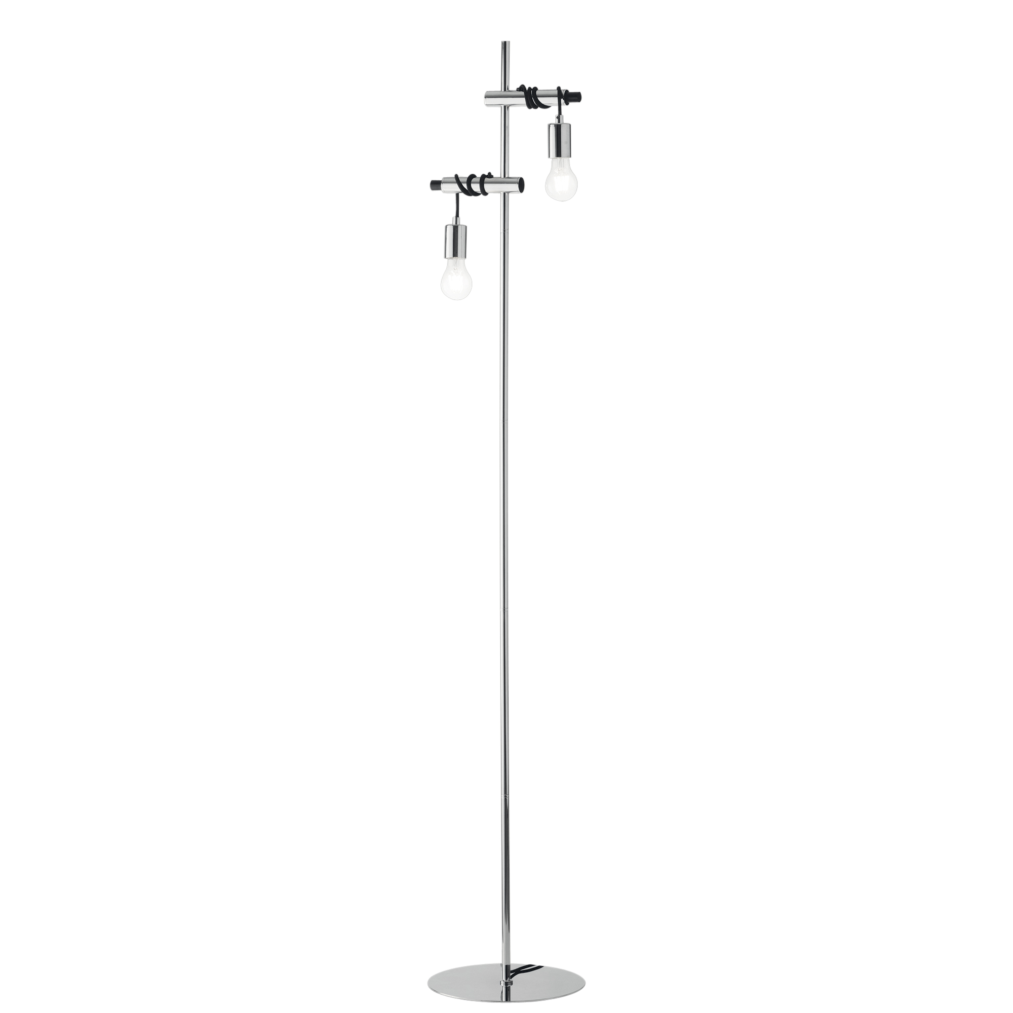 ADMIRAL floor lamp with chrome metal structure and fabric cables - Luce Ambiente e Design