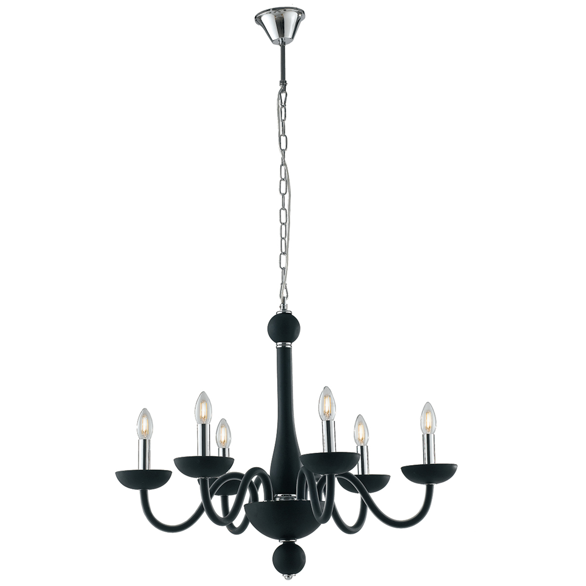 LAMPADARIO ALFIERE NERO/CROMO 6XE14 74X178CM - Luce Ambiente e Design