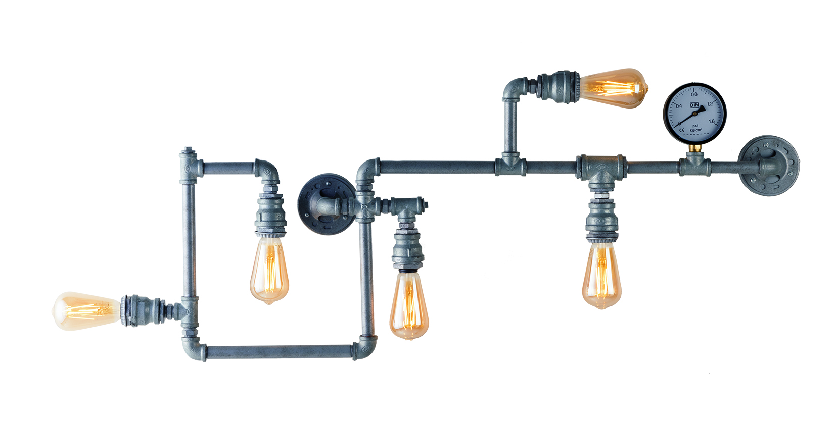 PLAFONIERA AMARCORD ZINCATA 5XE27 109X9,5X47CM - Luce Ambiente e Design