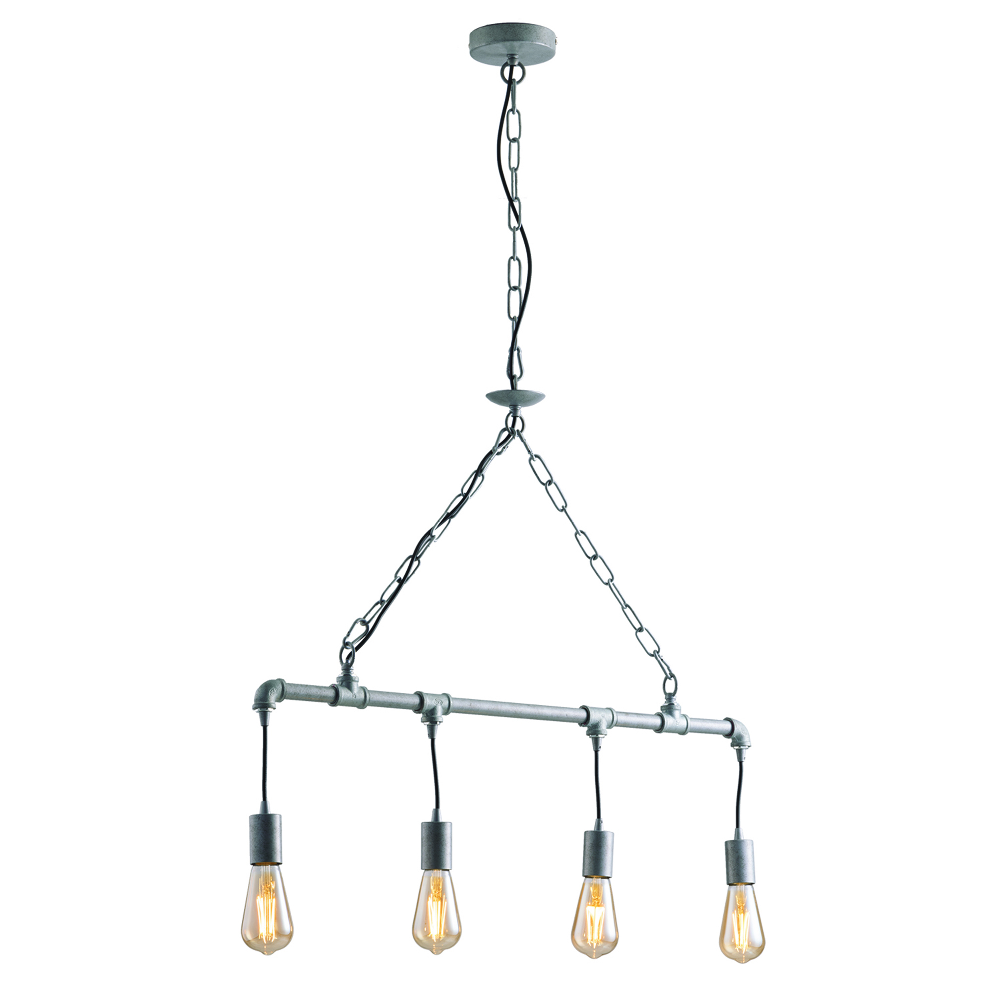 SOSPENSIONE AMARCORD ZINCATA 4XE27 86X110CM - Luce Ambiente e Design