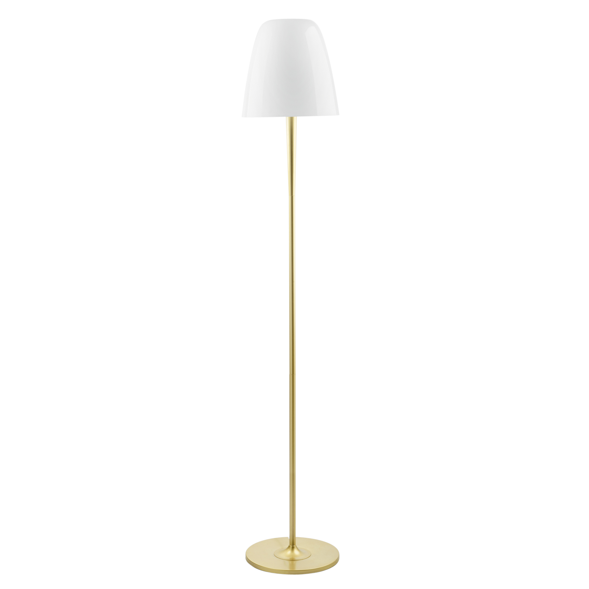 ARES floor lamp with gold metal structure and white glass diffuser, 159.5 cm, Ø 28 cm - Luce Ambiente e Design