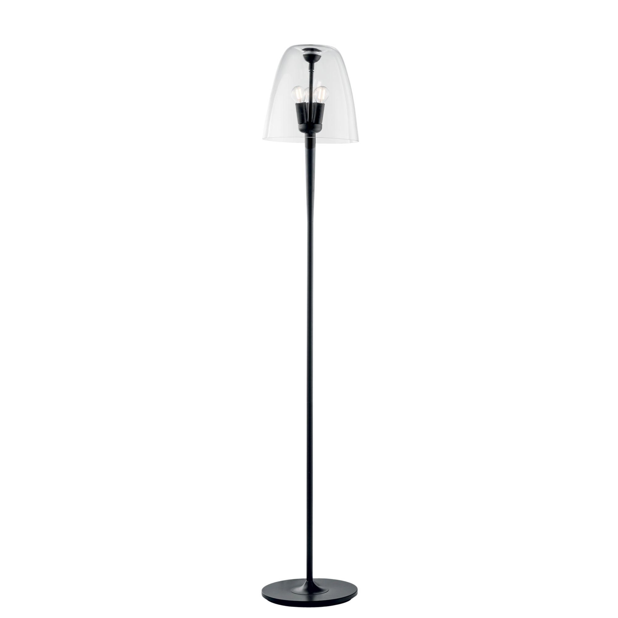 ARES floor lamp in black metal with transparent glass diffuser, 159.5 cm, Ø 28 cm - Luce Ambiente e Design