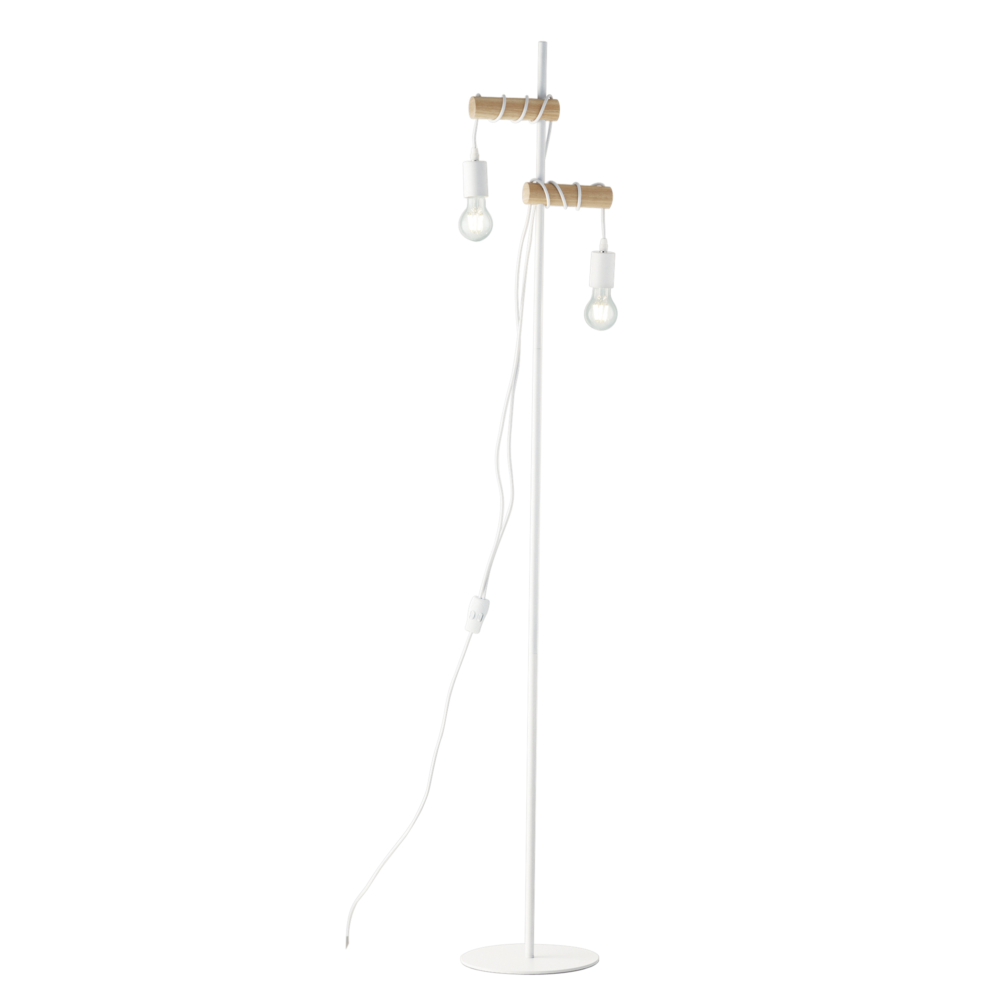 ARIZONA floor lamp in natural wood with white metal frame - Luce Ambiente e Design