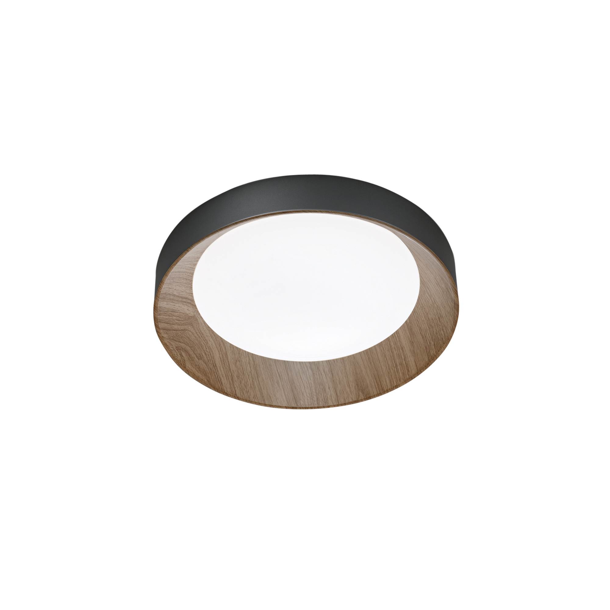 PLAFONIERA LED ARKA NERA/LEGNO 23W 3300LM CCT 3000-4000-6500K 40X40X8,5CM - Luce Ambiente e Design