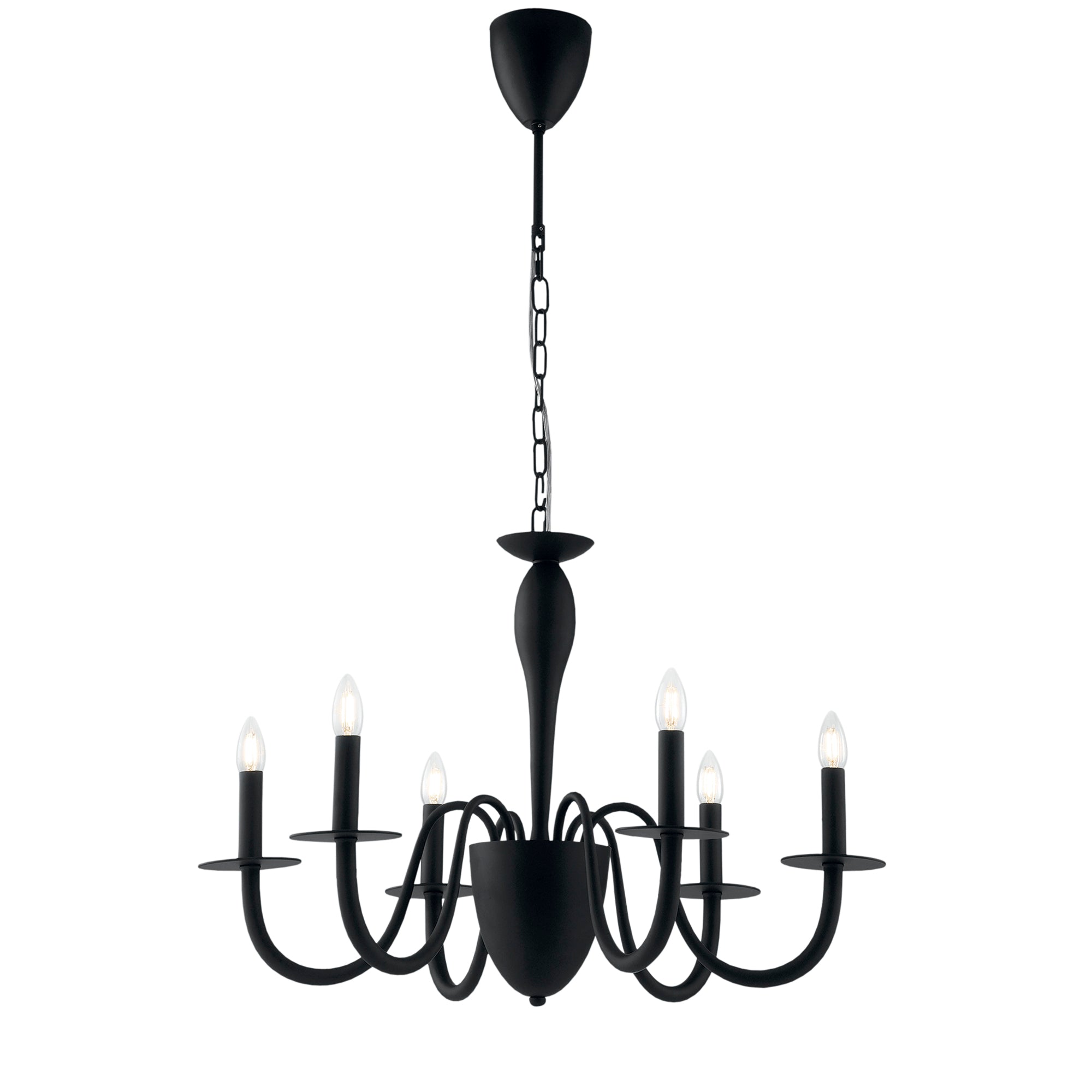 LAMPADARIO ARMSTRONG NERO 6XE14 78X150CM - Luce Ambiente e Design