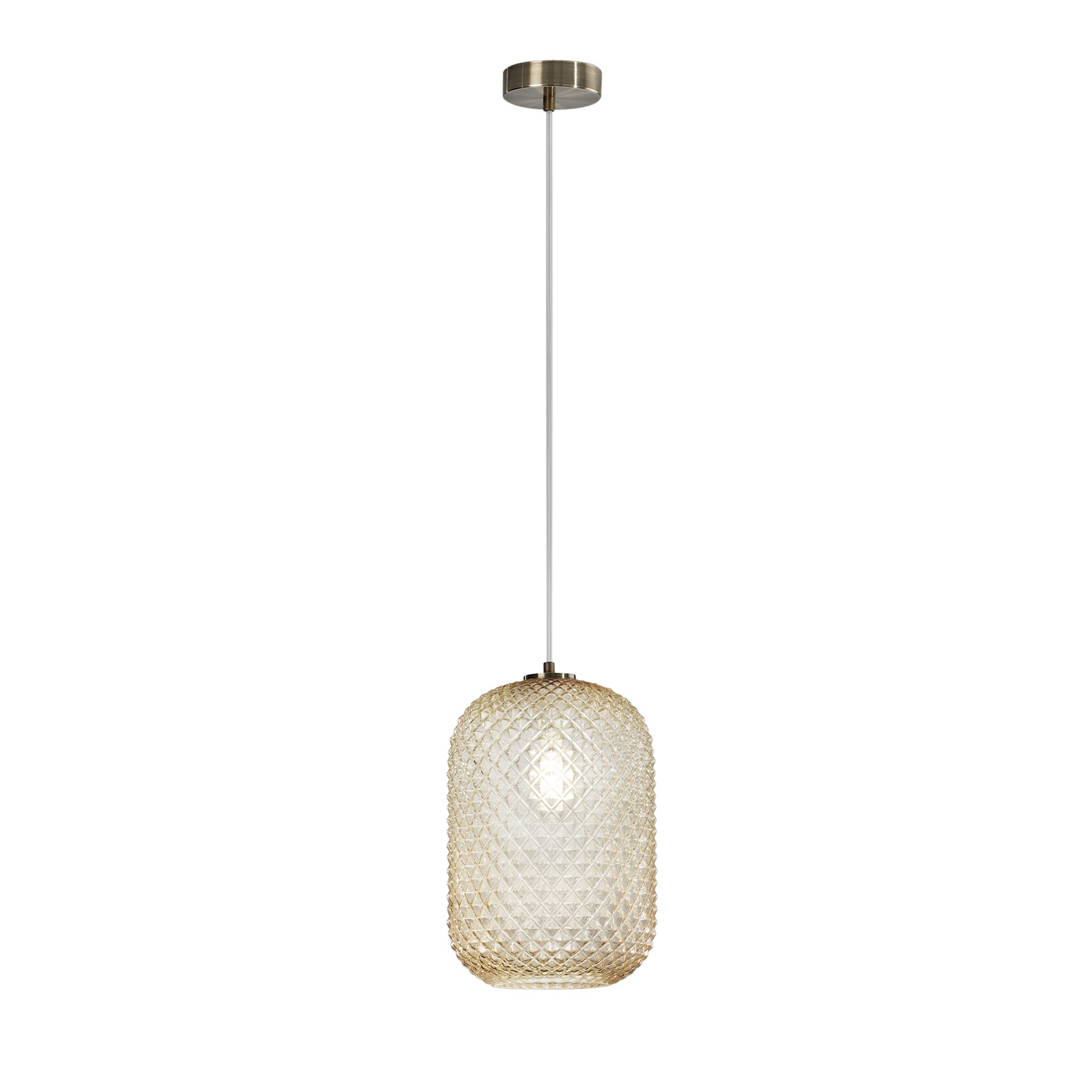 SOSPENSIONE ASHFORD OVALE AMBRA 1XE27 20X150CM - Luce Ambiente e Design