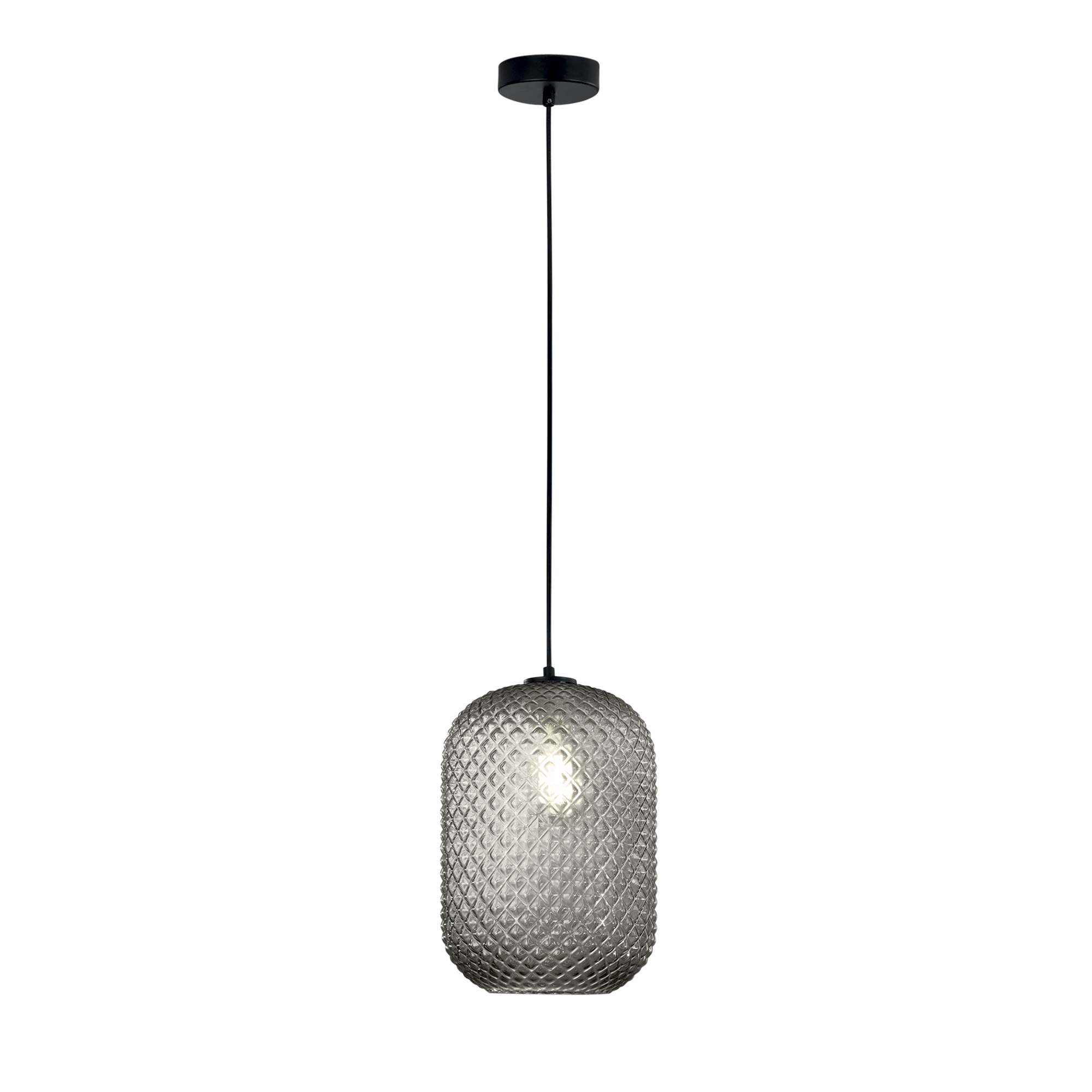 SOSPENSIONE ASHFORD OVALE FUME' 1XE27 20X150CM - Luce Ambiente e Design