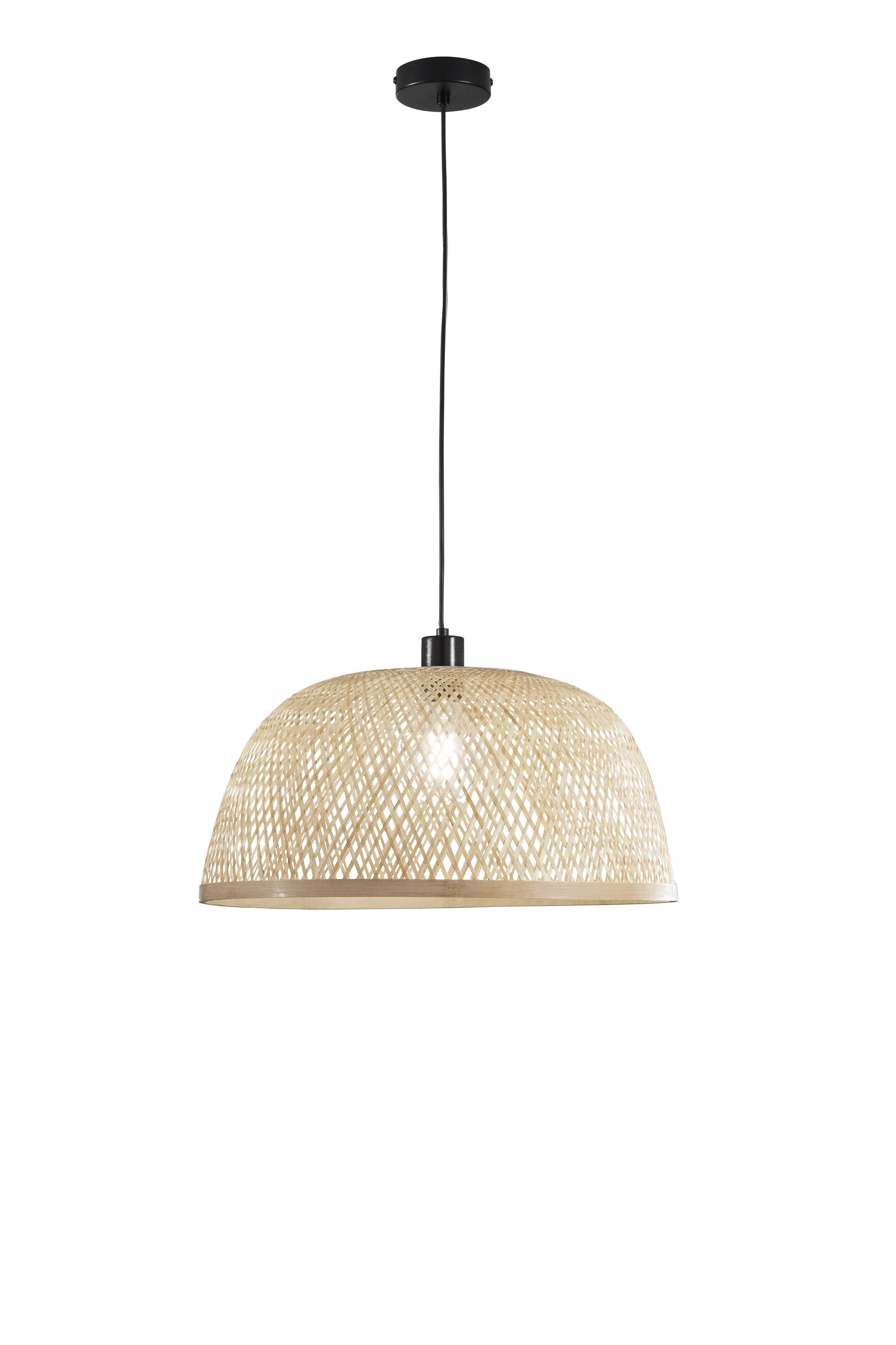 SOSPENSIONE BAMBOO IN METALLO+BAMBOO 1XE27 40W LAMP SIZE Dia48xH22CM STRUTTURA Dia48xH120CM - Luce Ambiente e Design