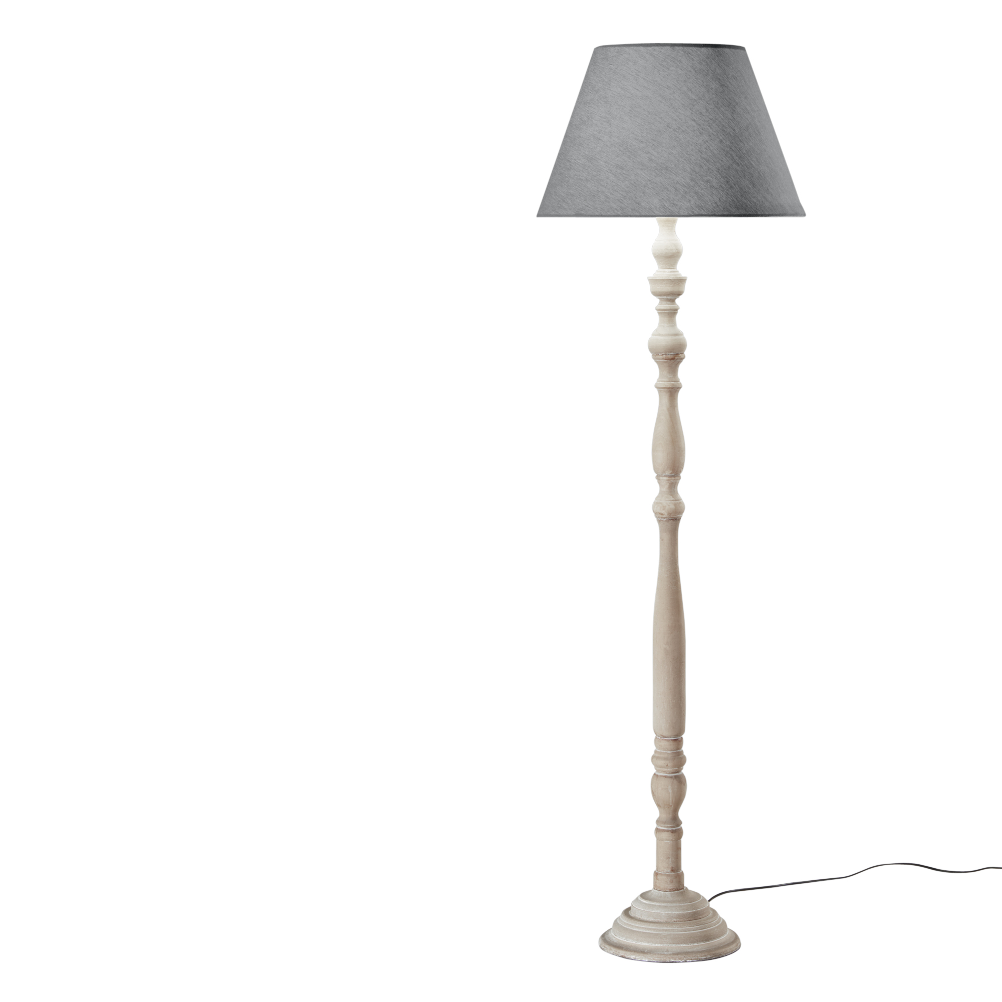 BOURLESQUE floor lamp in white wood with fabric shade - Luce Ambiente e Design