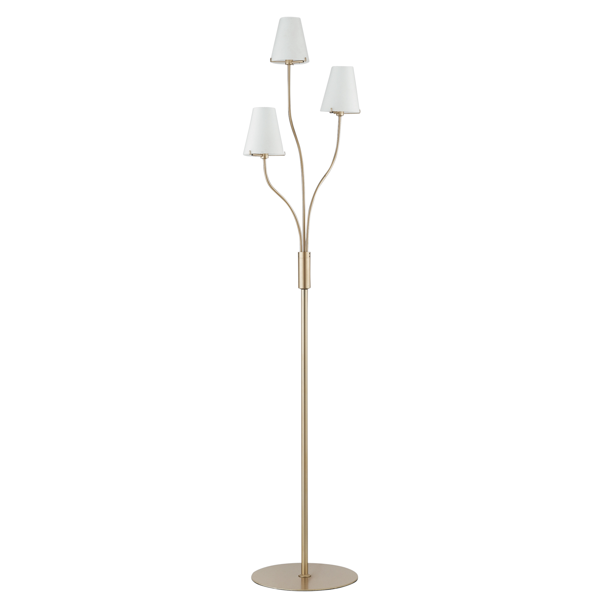 CANTO floor lamp in gold metal with three white glass diffusers - Luce Ambiente e Design