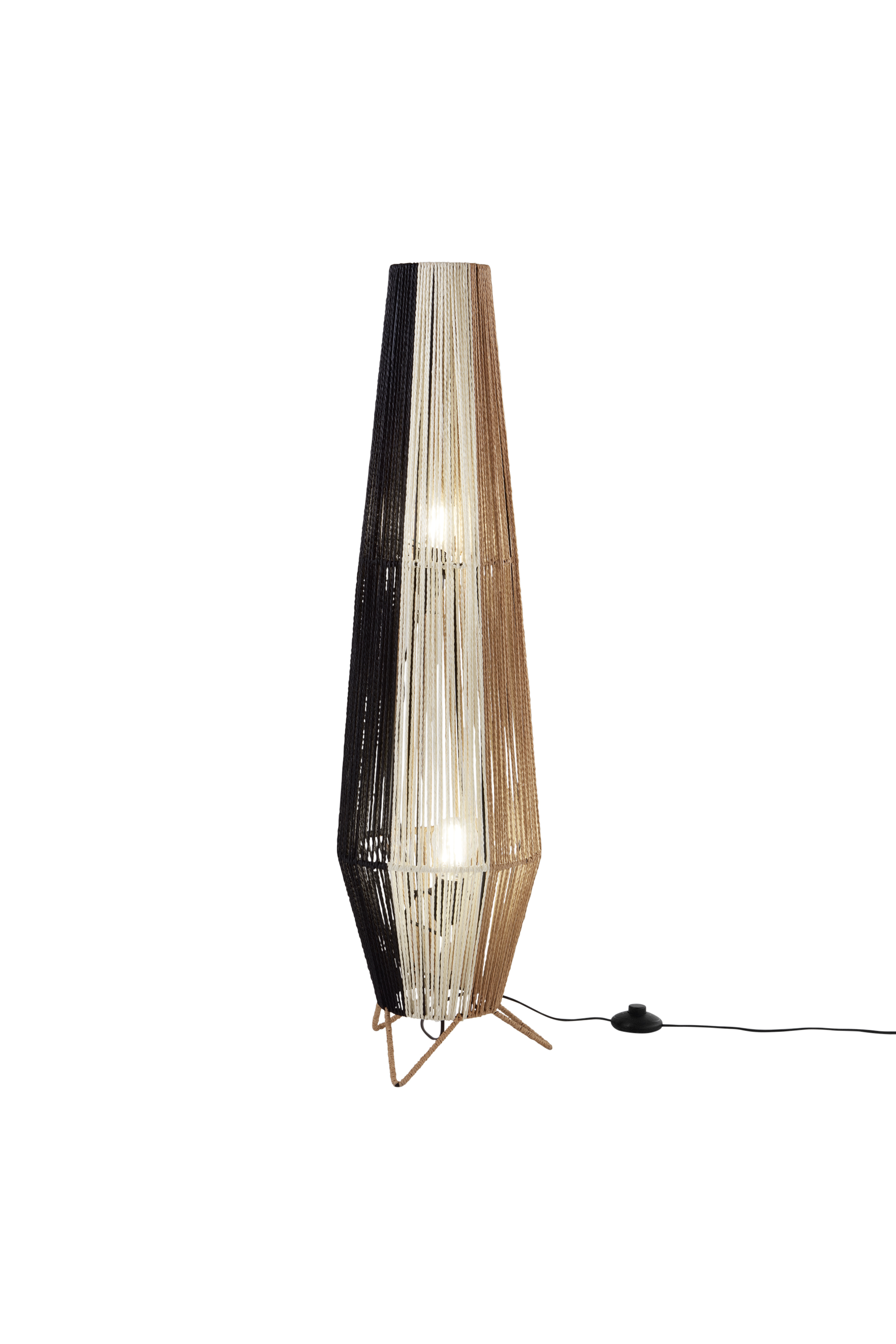 LUME COCONUT NERO+BIANCO+MARRONE IN METALLO 2XE27 40W LAMP SIZE D25xH90CM STRUTTURA D25XH100CM - Luce Ambiente e Design