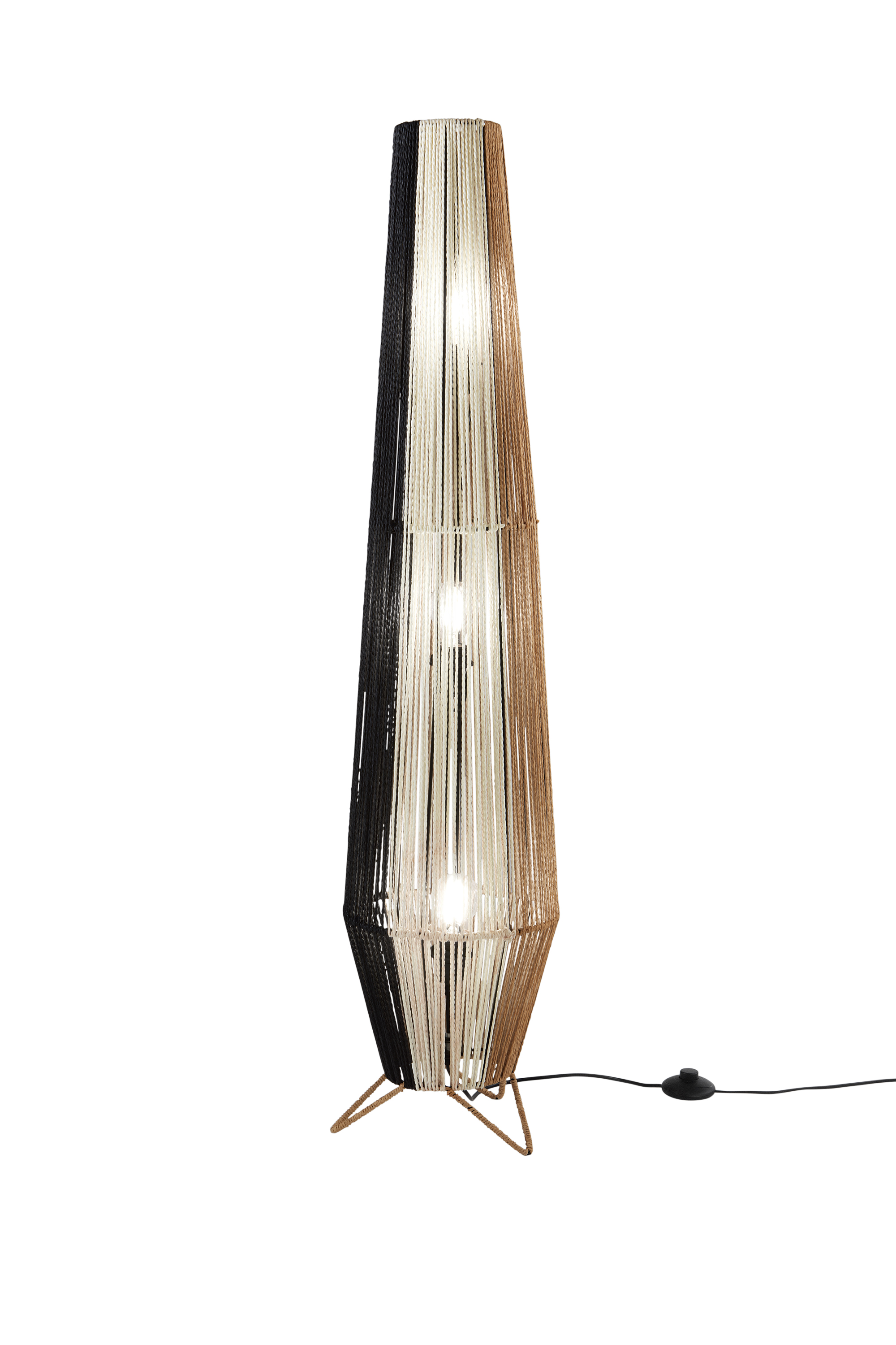 LUME COCONUT NERO+BIANCO+MARRONE IN METALLO 3XE27 40W LAMP SIZE D25xH110CM STRUTTURA D25XH120CM - Luce Ambiente e Design